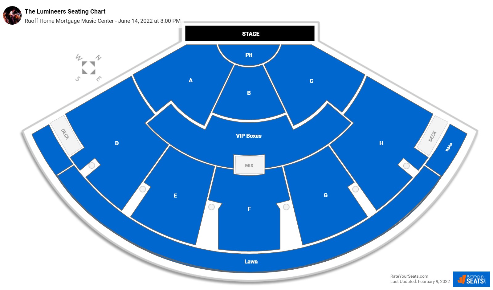 The Lumineers seating chart Ruoff Home Mortgage Music Center