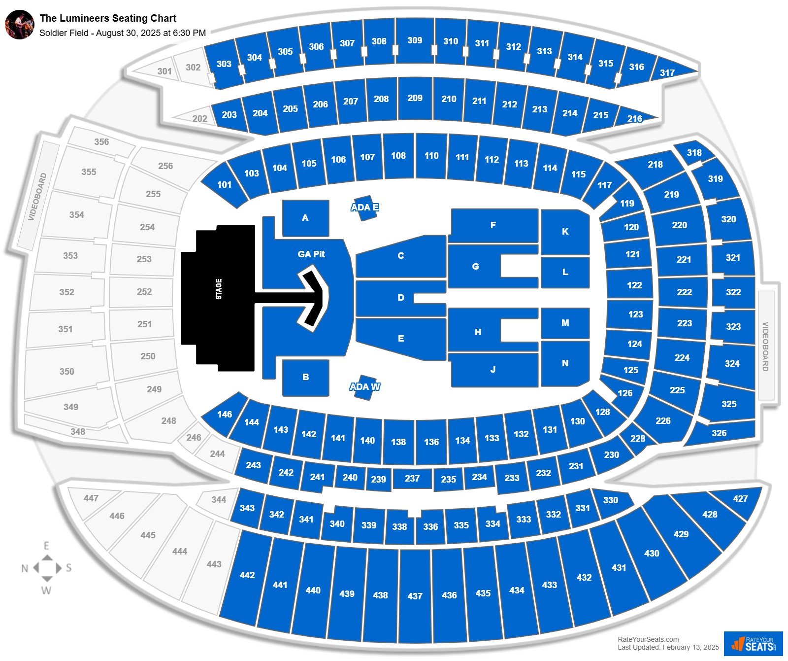 The Lumineers seating chart Soldier Field