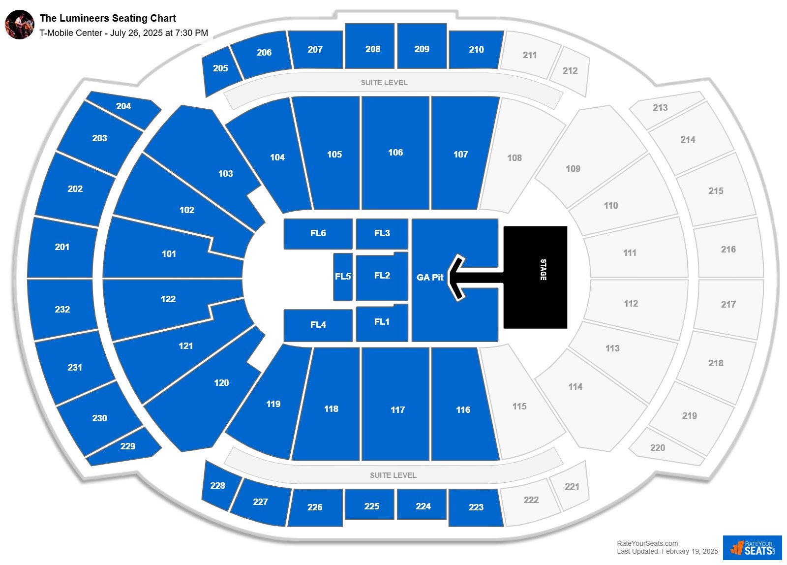 The Lumineers seating chart T-Mobile Center