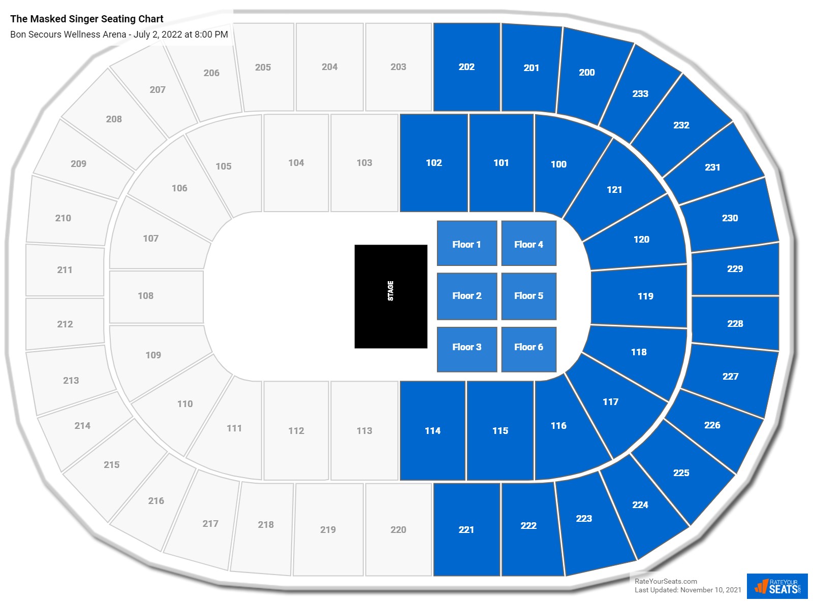 The Masked Singer seating chart Bon Secours Wellness Arena