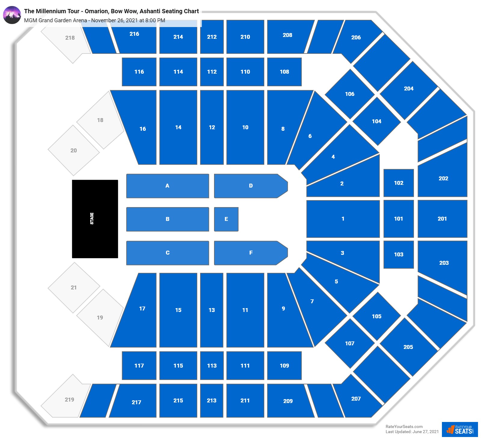 The Millennium Tour - Omarion, Bow Wow, Ashanti seating chart MGM Grand Garden Arena
