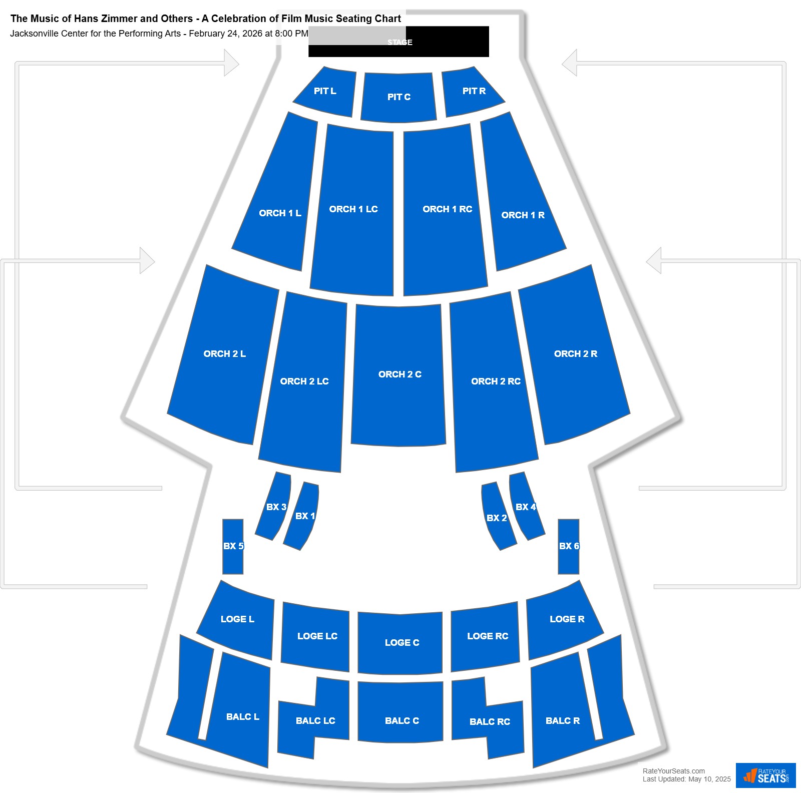 The Music of Hans Zimmer and Others - A Celebration of Film Music seating chart Jacksonville Center for the Performing Arts (Moran)