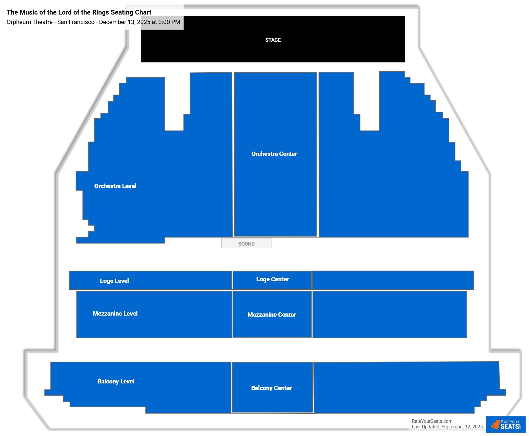 The Music of the Lord of the Rings seating chart Orpheum Theatre - San Francisco