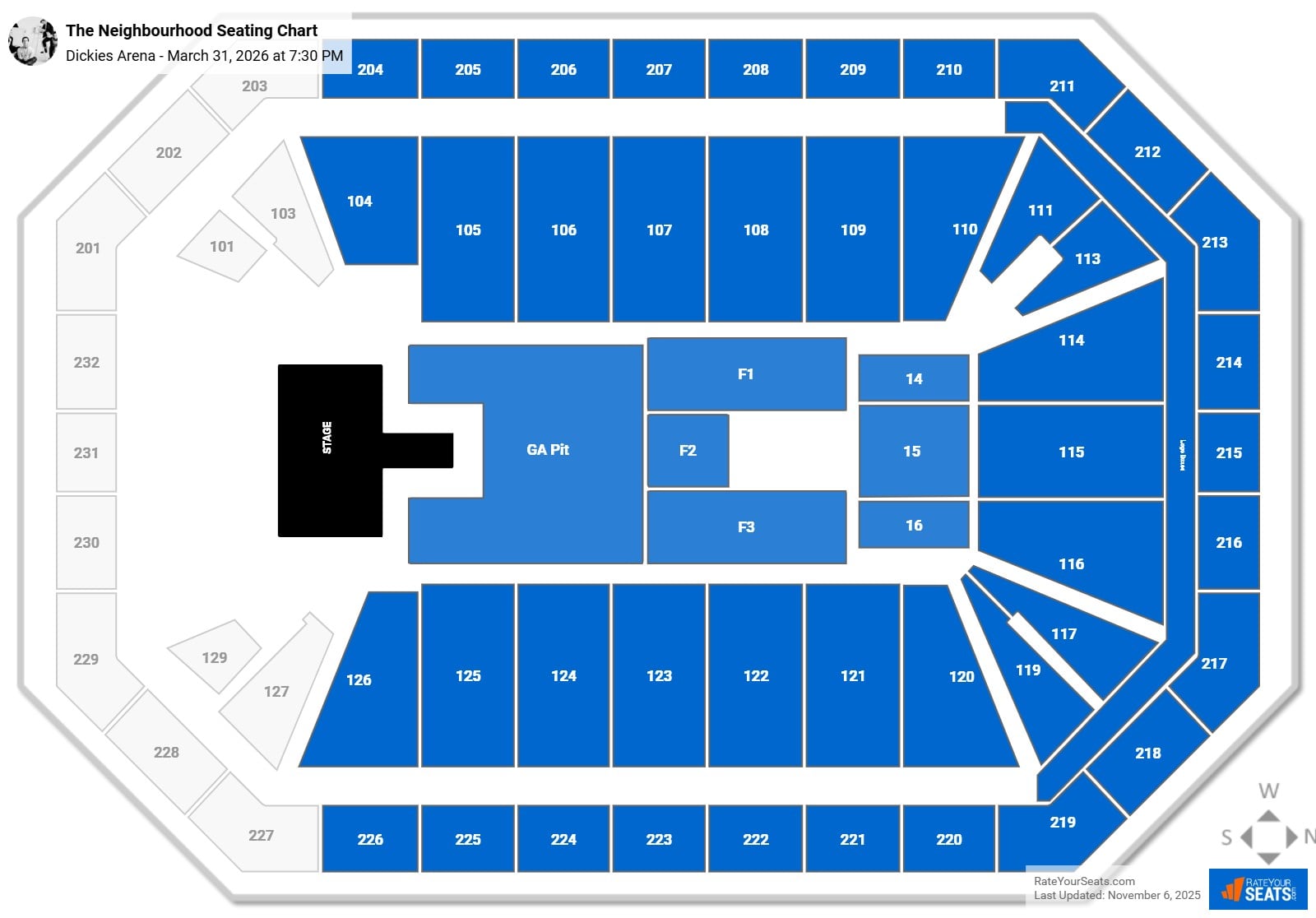 The Neighbourhood seating chart Dickies Arena