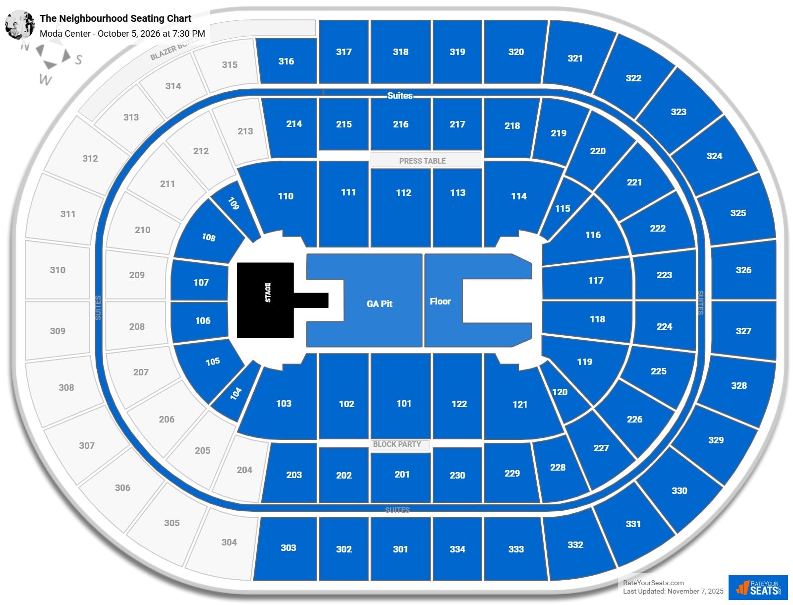 The Neighbourhood seating chart Moda Center