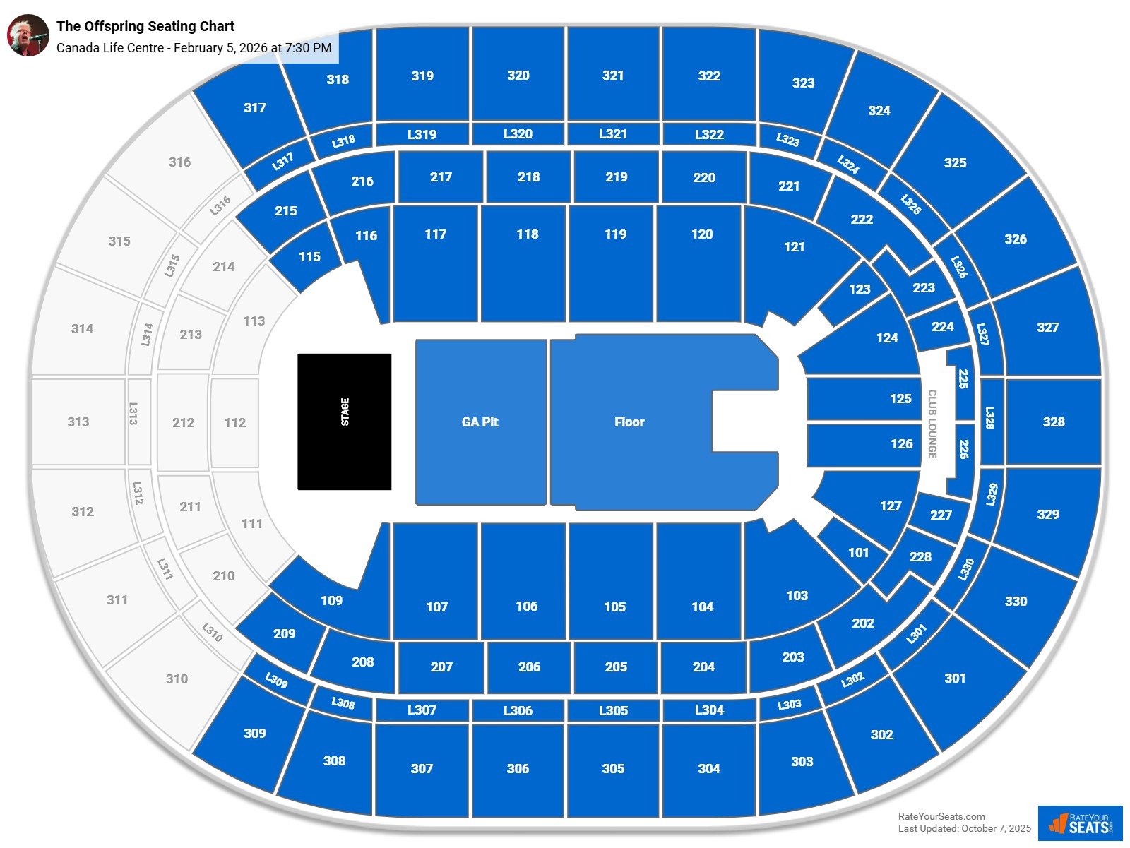 The Offspring seating chart Canada Life Centre