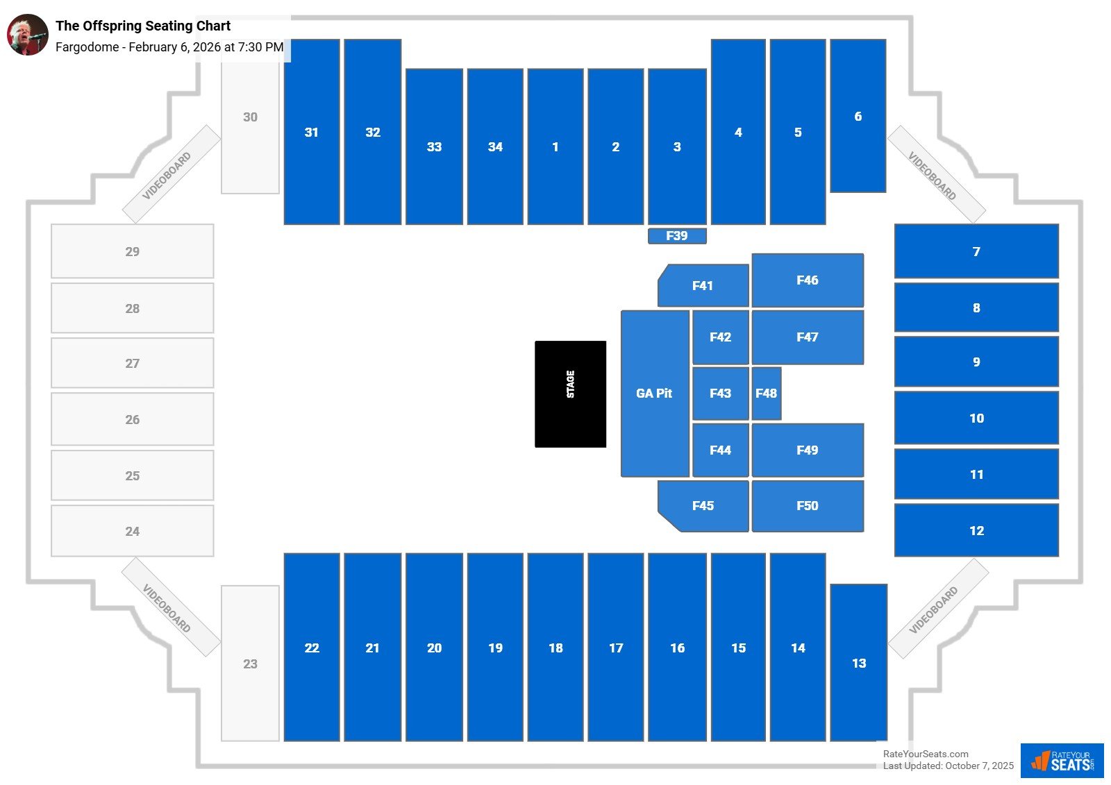 The Offspring seating chart Fargodome