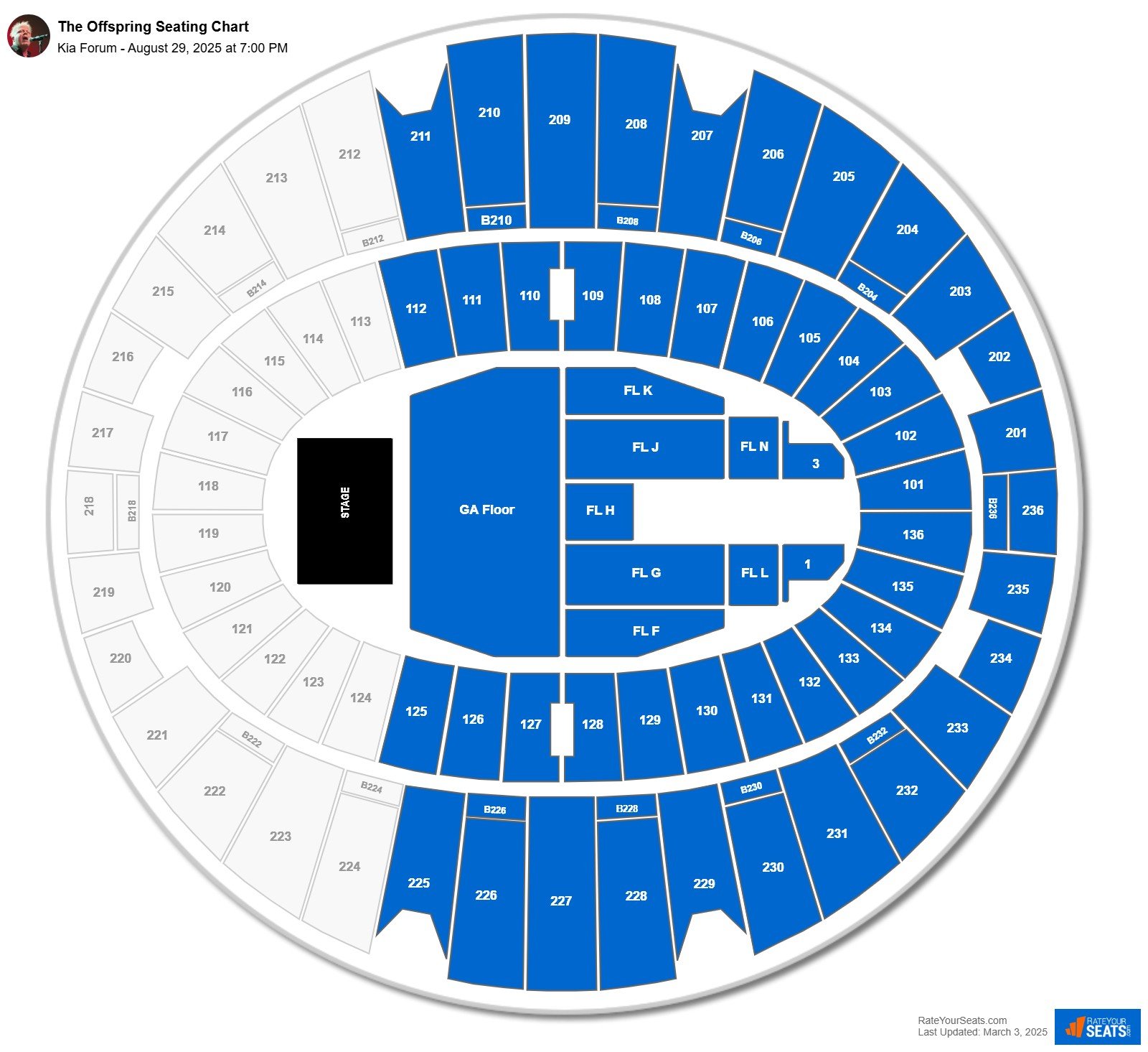 The Offspring seating chart Kia Forum