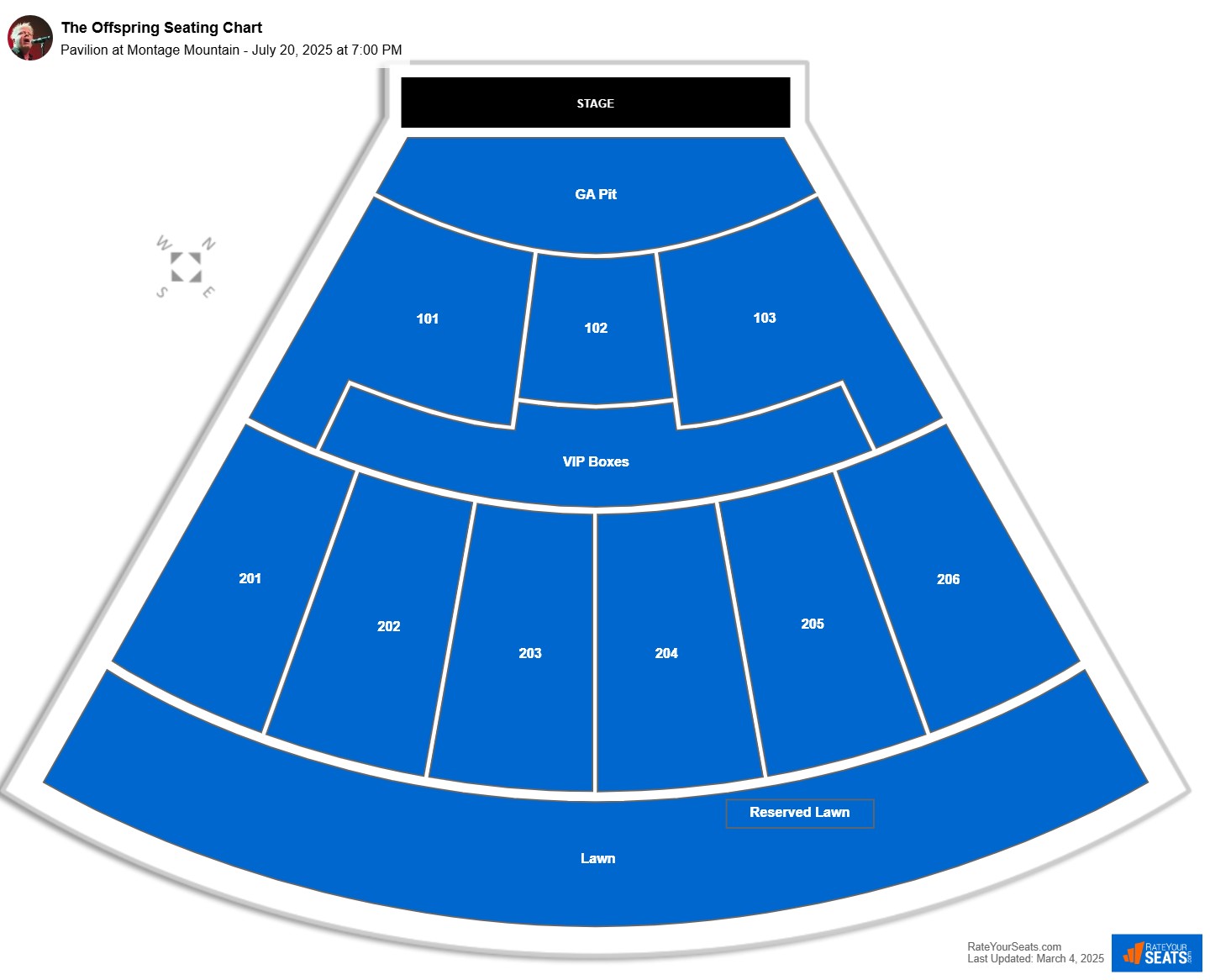 The Offspring seating chart Pavilion at Montage Mountain
