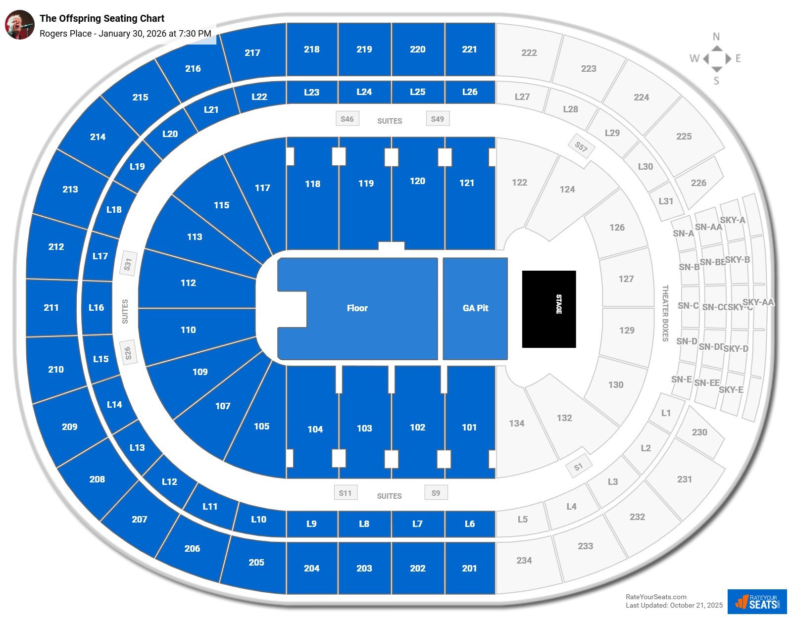 The Offspring seating chart Rogers Place