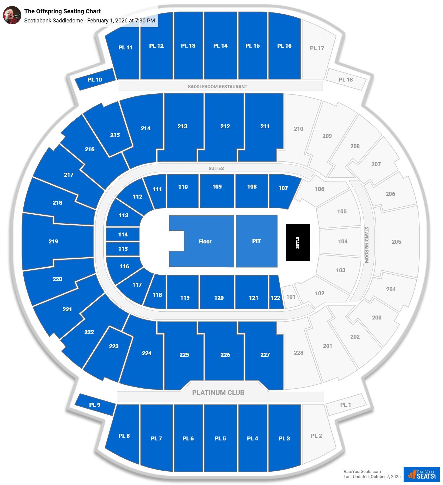 The Offspring seating chart Scotiabank Saddledome