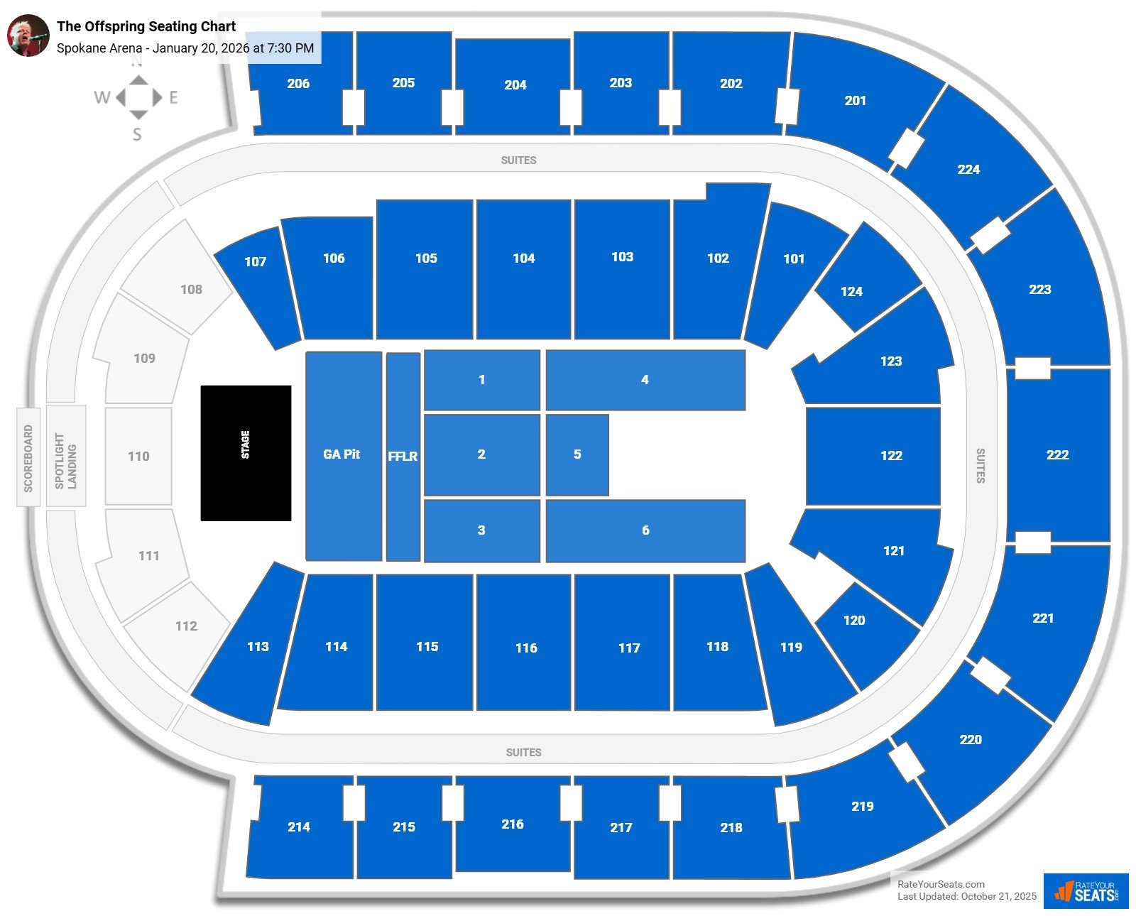 The Offspring seating chart Spokane Arena