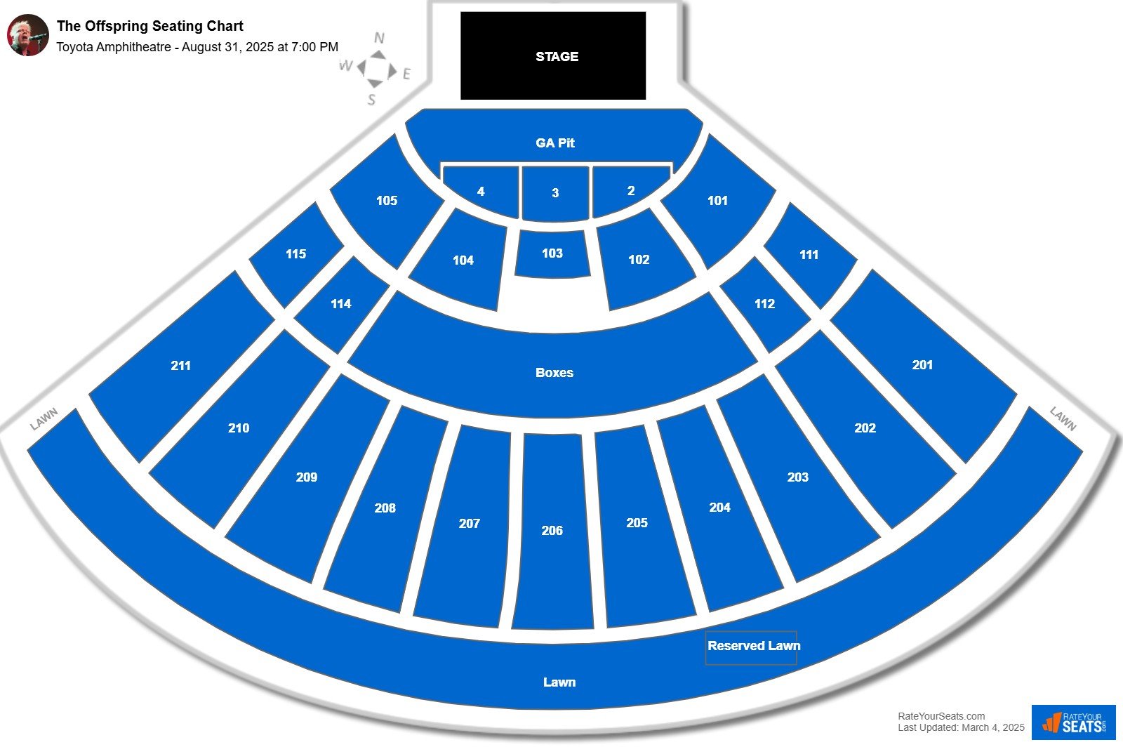 The Offspring seating chart Toyota Amphitheatre