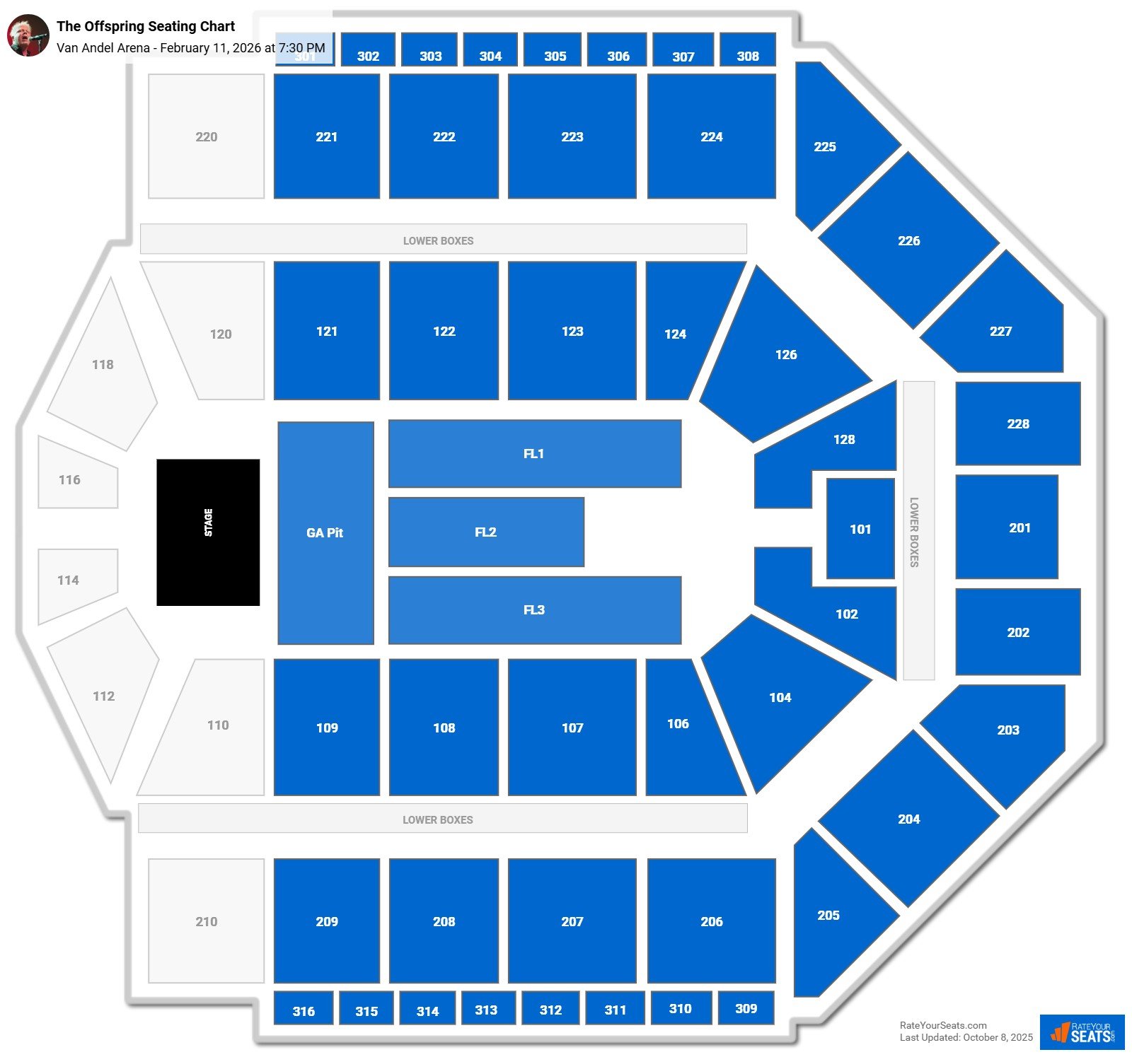The Offspring seating chart Van Andel Arena