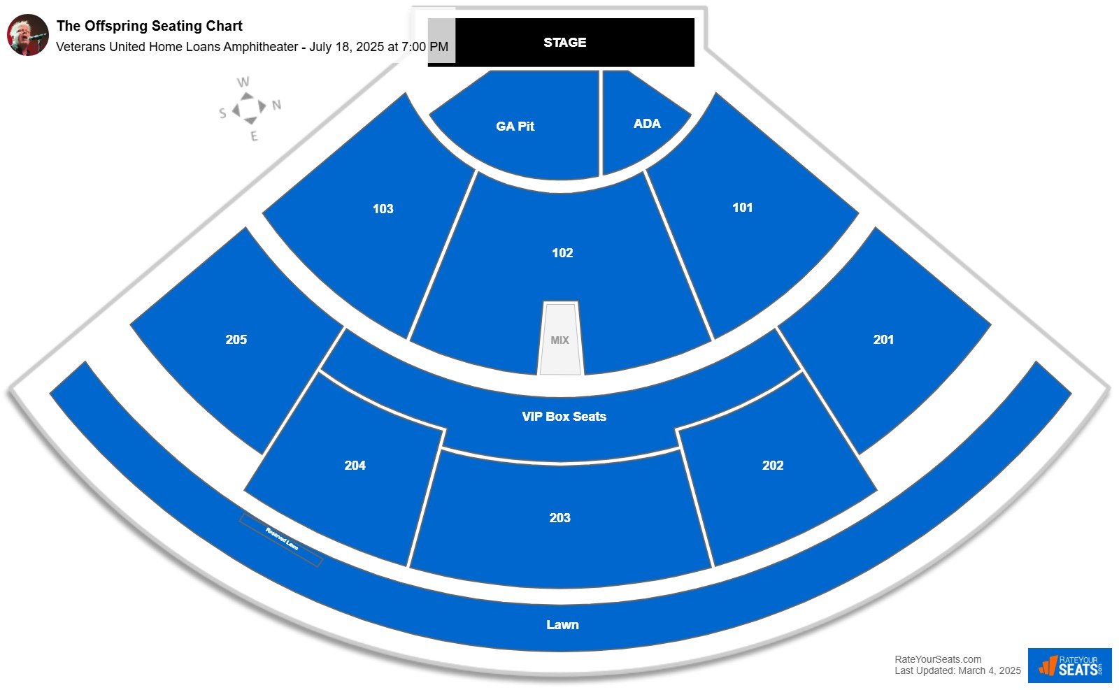 The Offspring seating chart Veterans United Home Loans Amphitheater
