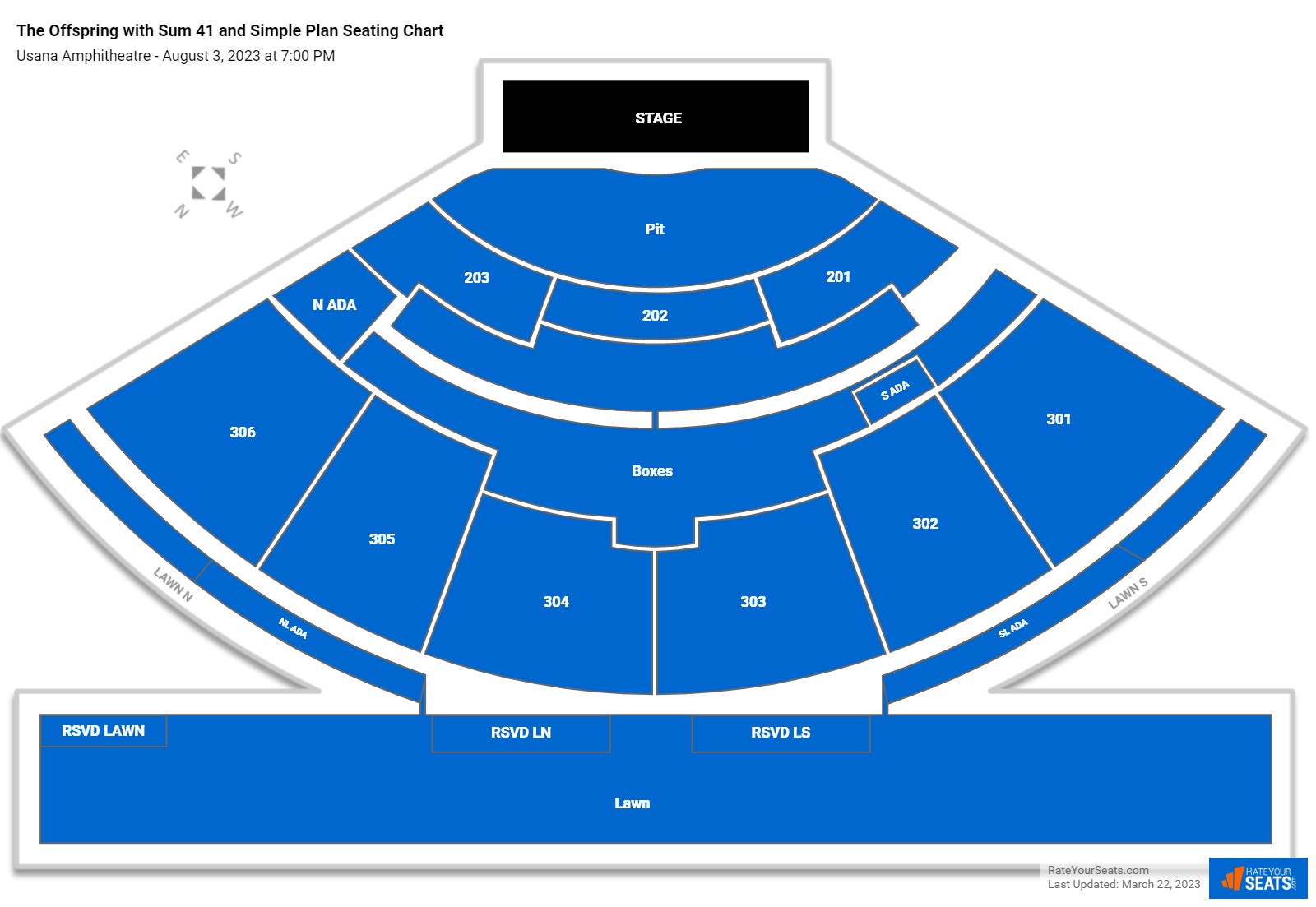 The Offspring with Sum 41 and Simple Plan seating chart Usana Amphitheatre
