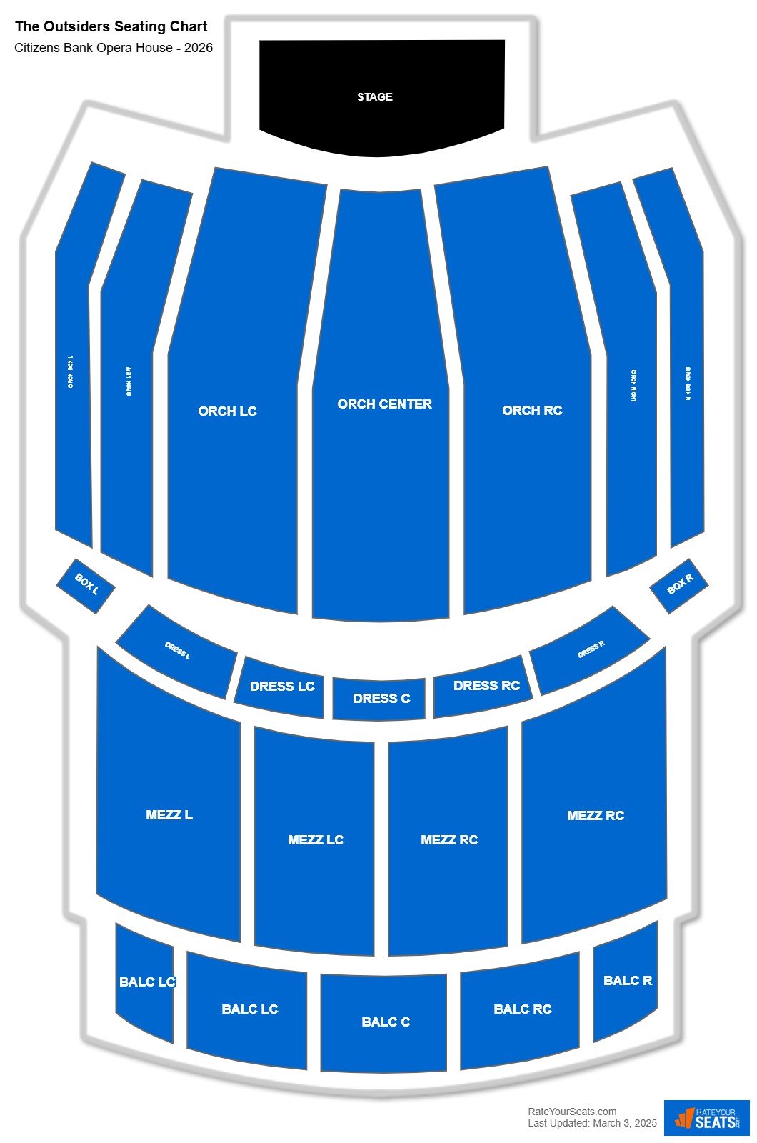 The Outsiders seating chart Citizens Bank Opera House