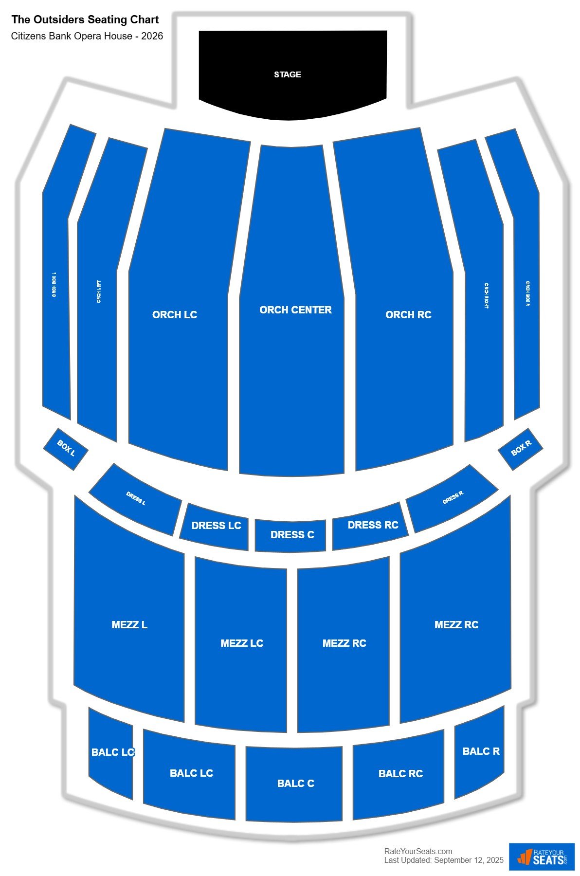 The Outsiders seating chart Citizens Bank Opera House