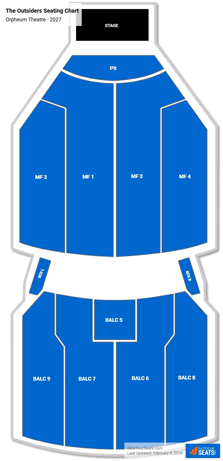The Outsiders seating chart Orpheum Theatre (Minneapolis)