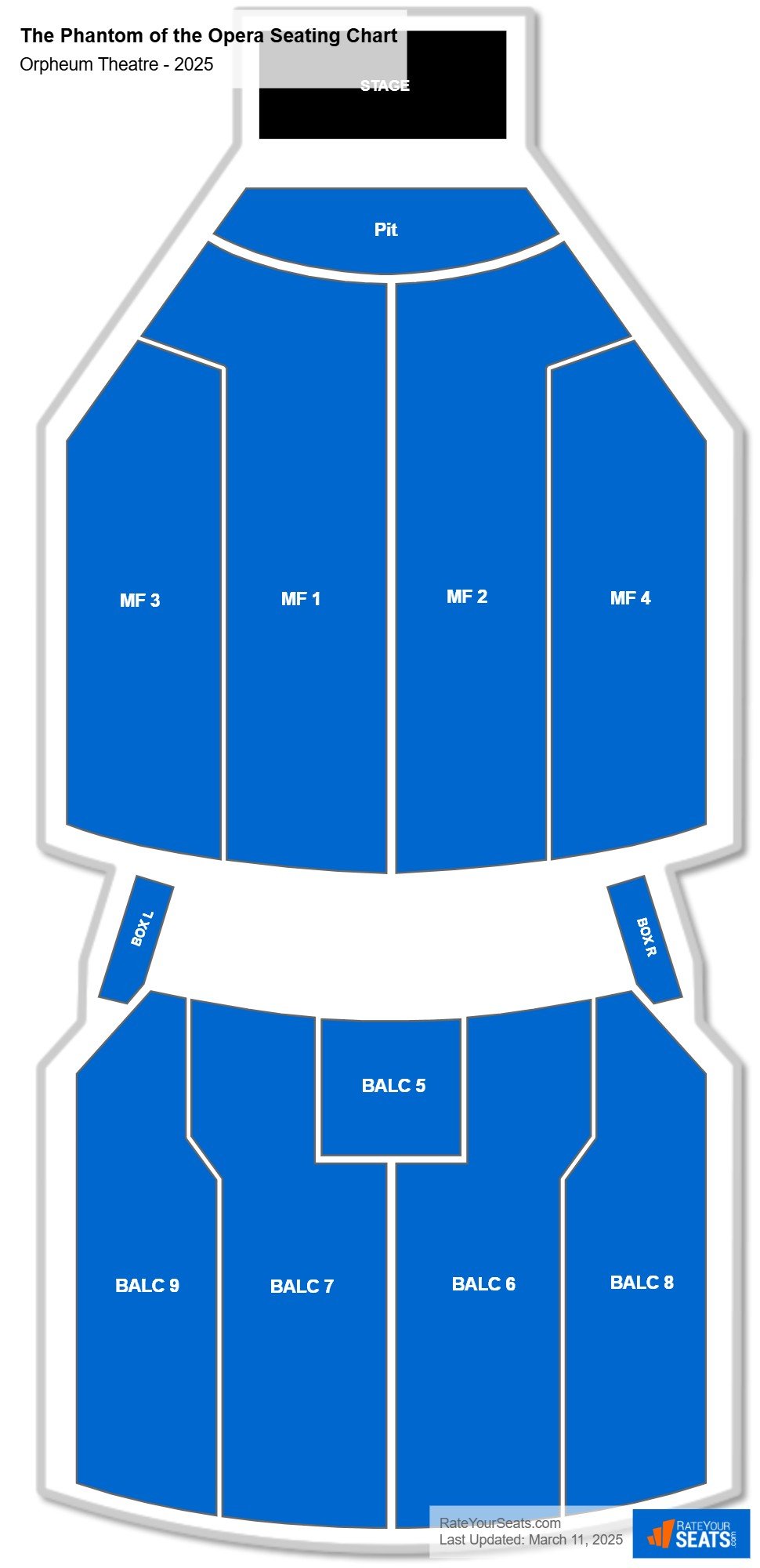The Phantom of the Opera seating chart Orpheum Theatre (Minneapolis)