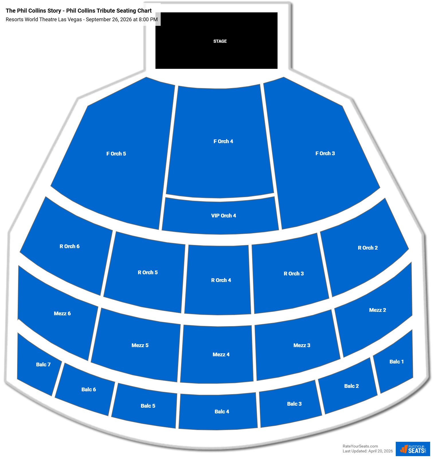 The Phil Collins Story - Phil Collins Tribute Seating Chart at Resorts World Theatre Las Vegas