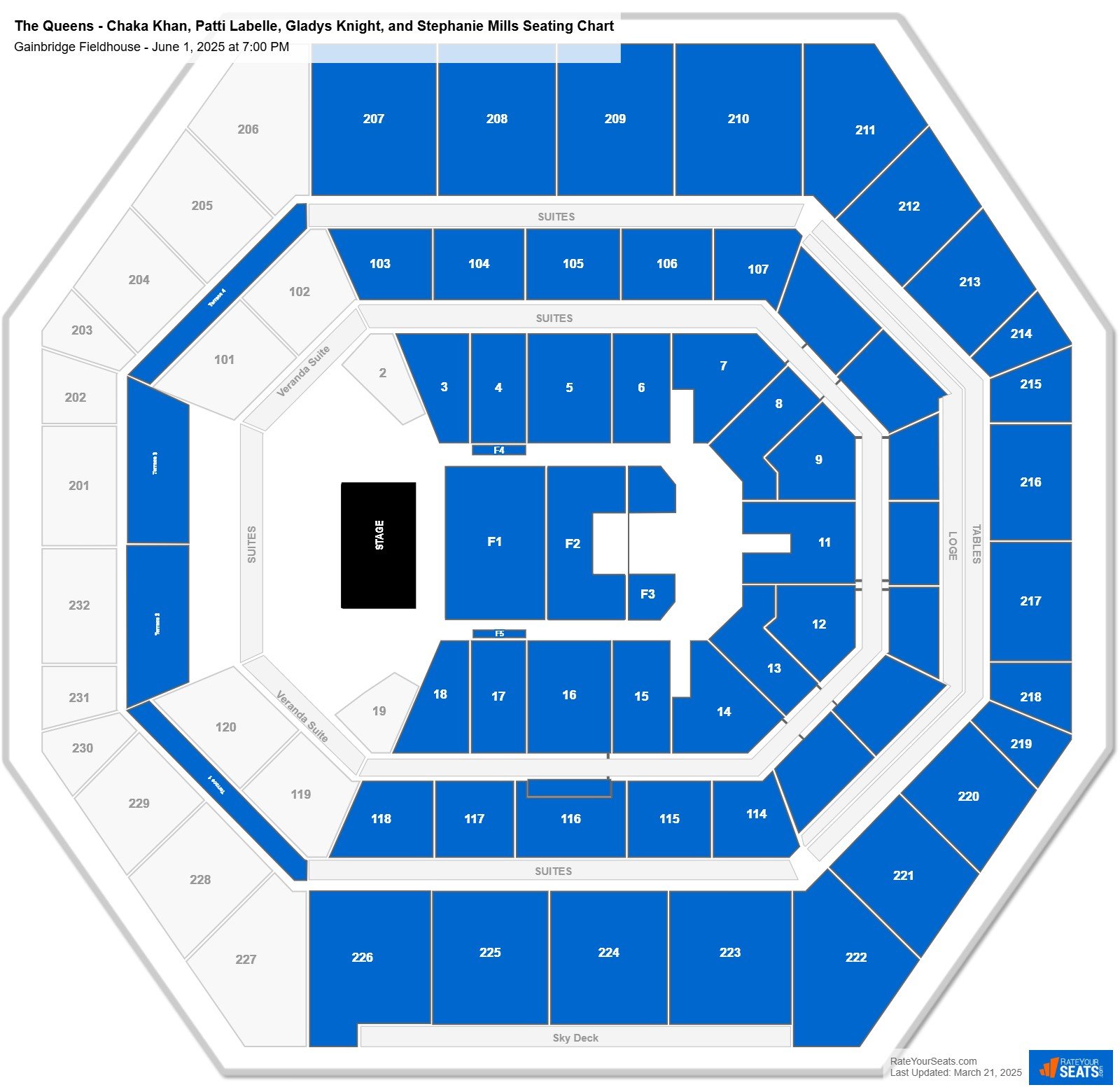 The Queens - Chaka Khan, Patti Labelle, Gladys Knight, and Stephanie Mills seating chart Gainbridge Fieldhouse