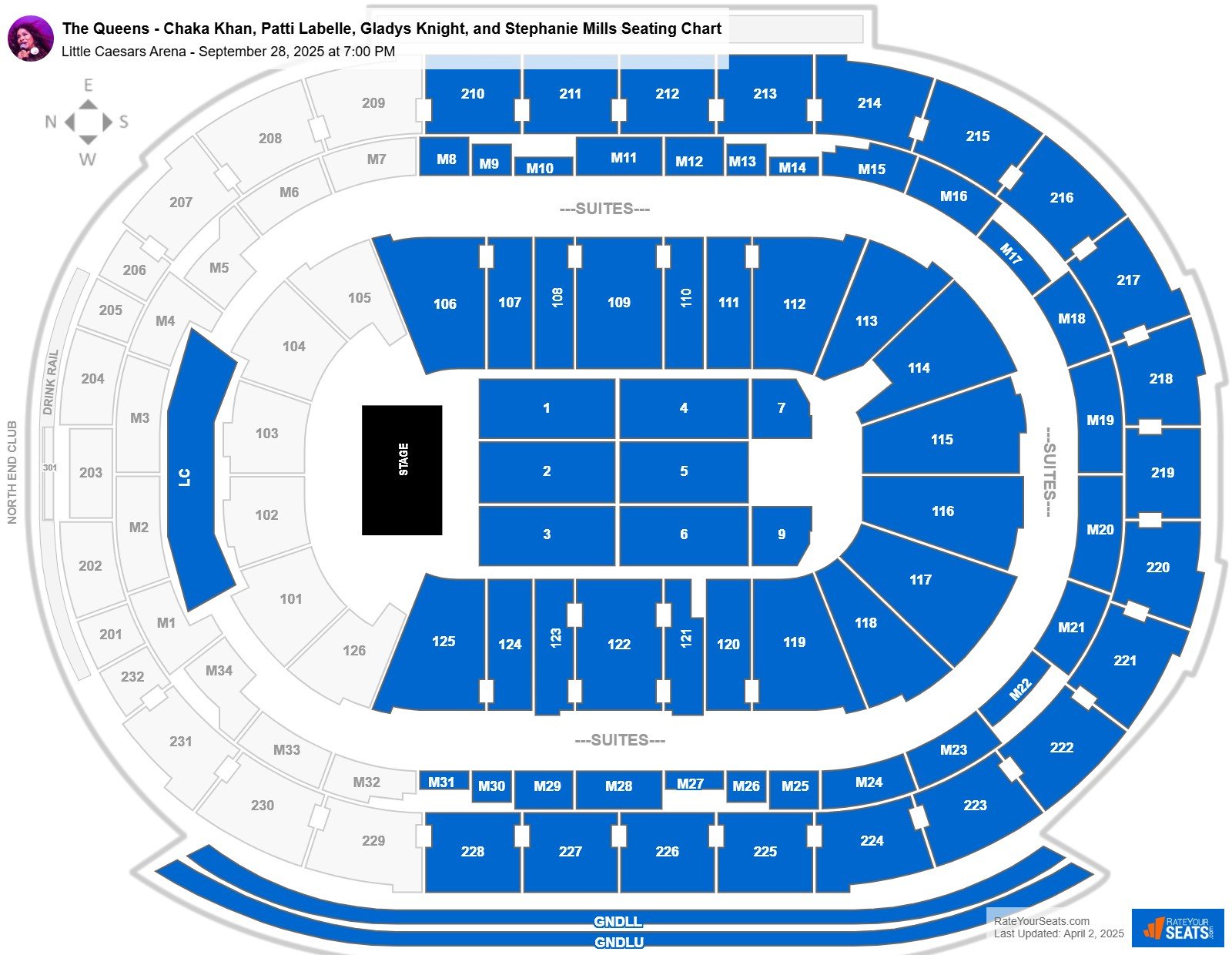 The Queens - Chaka Khan, Patti Labelle, Gladys Knight, and Stephanie Mills seating chart Little Caesars Arena