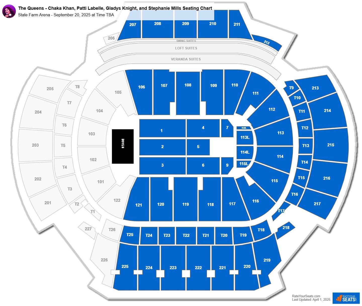 The Queens - Chaka Khan, Patti Labelle, Gladys Knight, and Stephanie Mills seating chart State Farm Arena