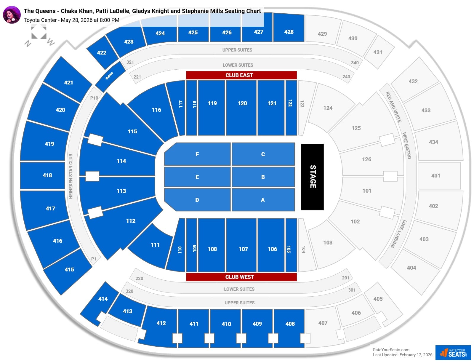 The Queens - Chaka Khan, Patti LaBelle, Gladys Knight and Stephanie Mills seating chart Toyota Center