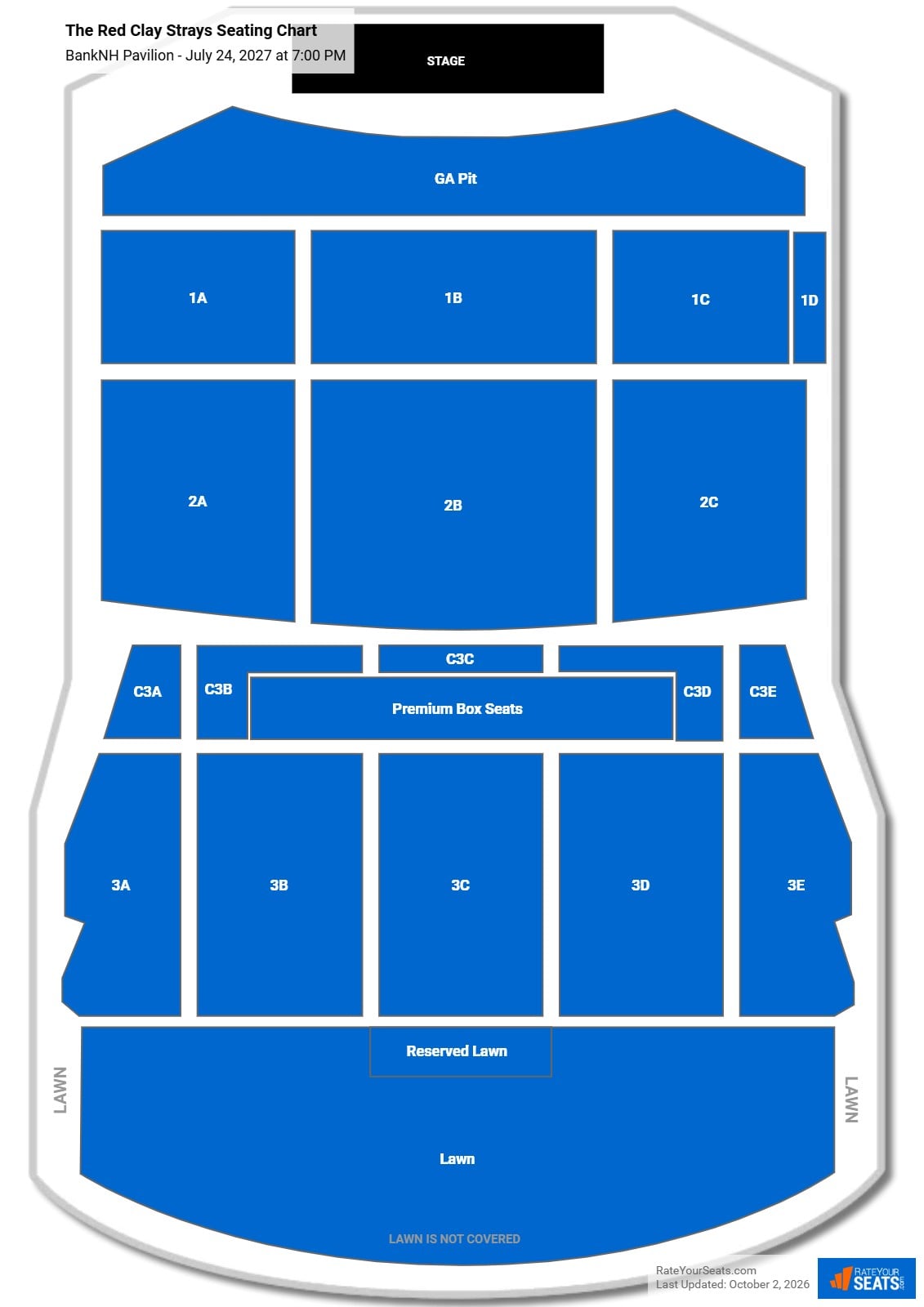 The Red Clay Strays Seating Chart at BankNH Pavilion