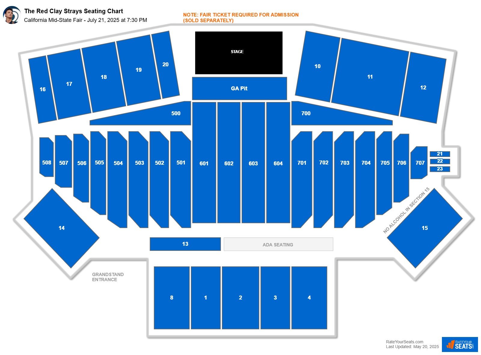 The Red Clay Strays seating chart California Mid-State Fair