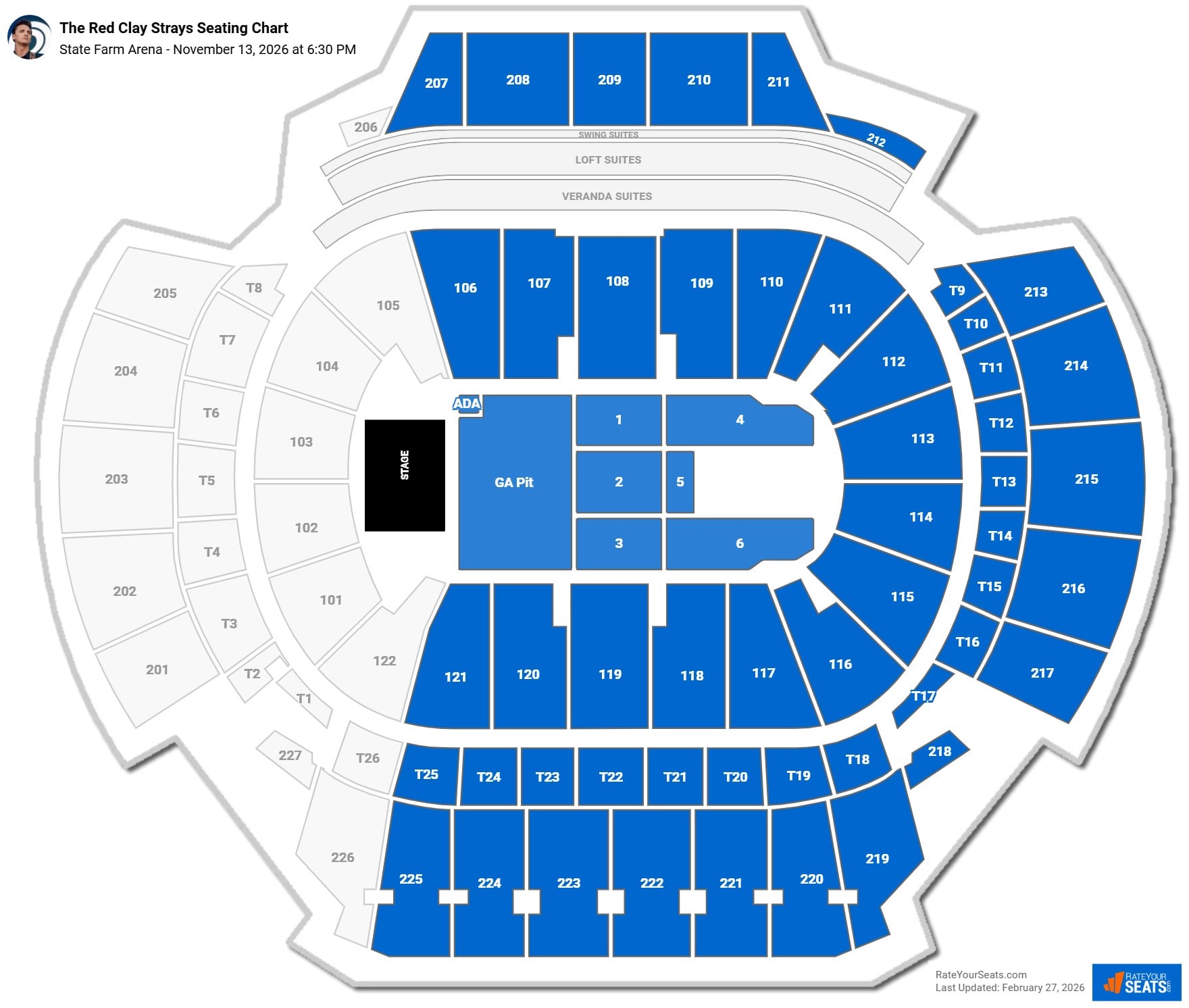 The Red Clay Strays seating chart State Farm Arena