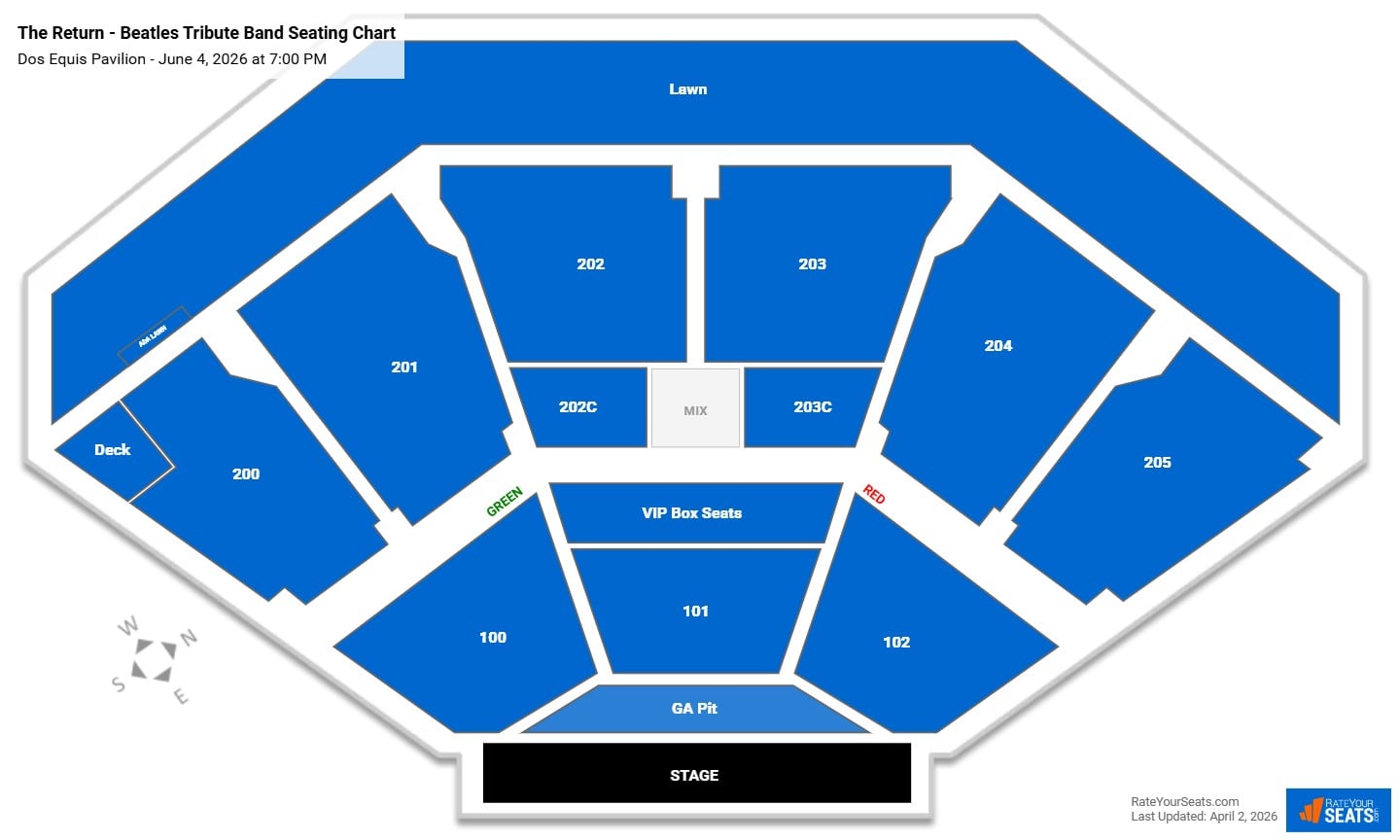 The Return - Beatles Tribute Band seating chart Dos Equis Pavilion
