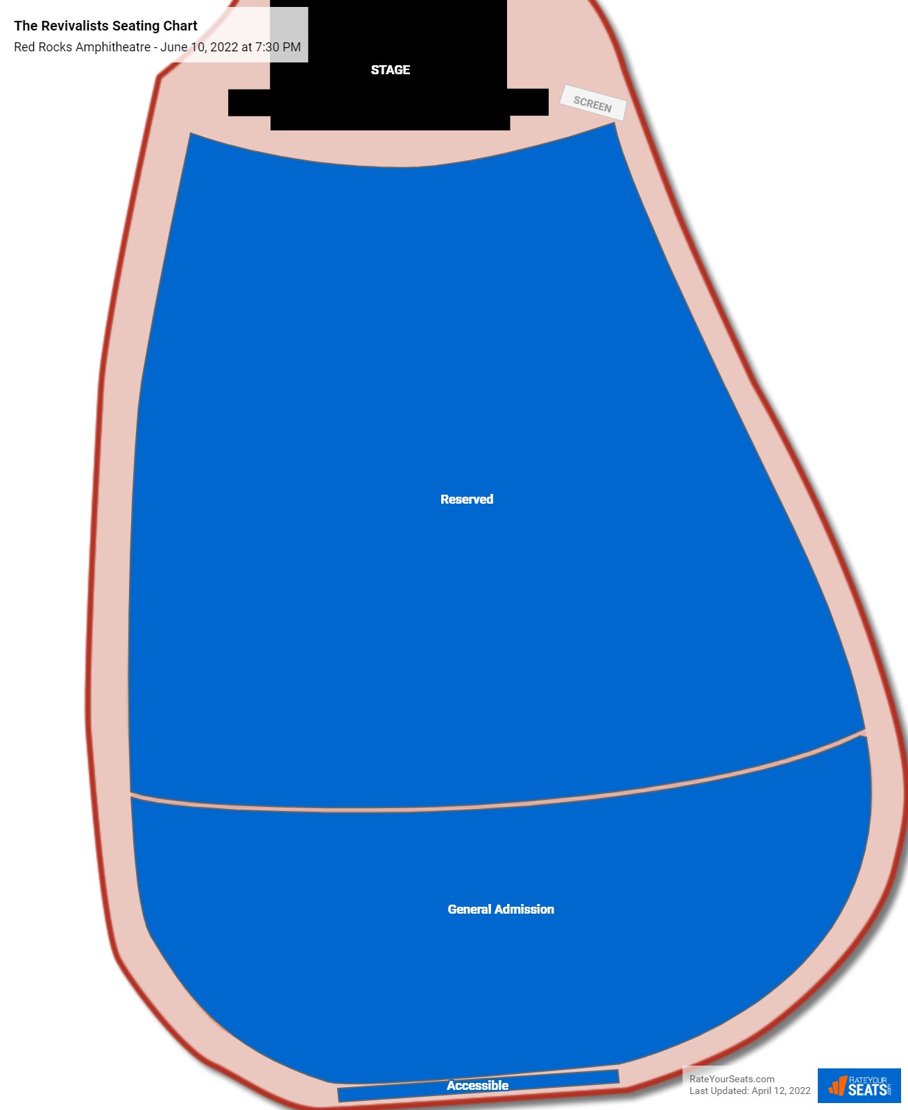 The Revivalists seating chart Red Rocks Amphitheatre