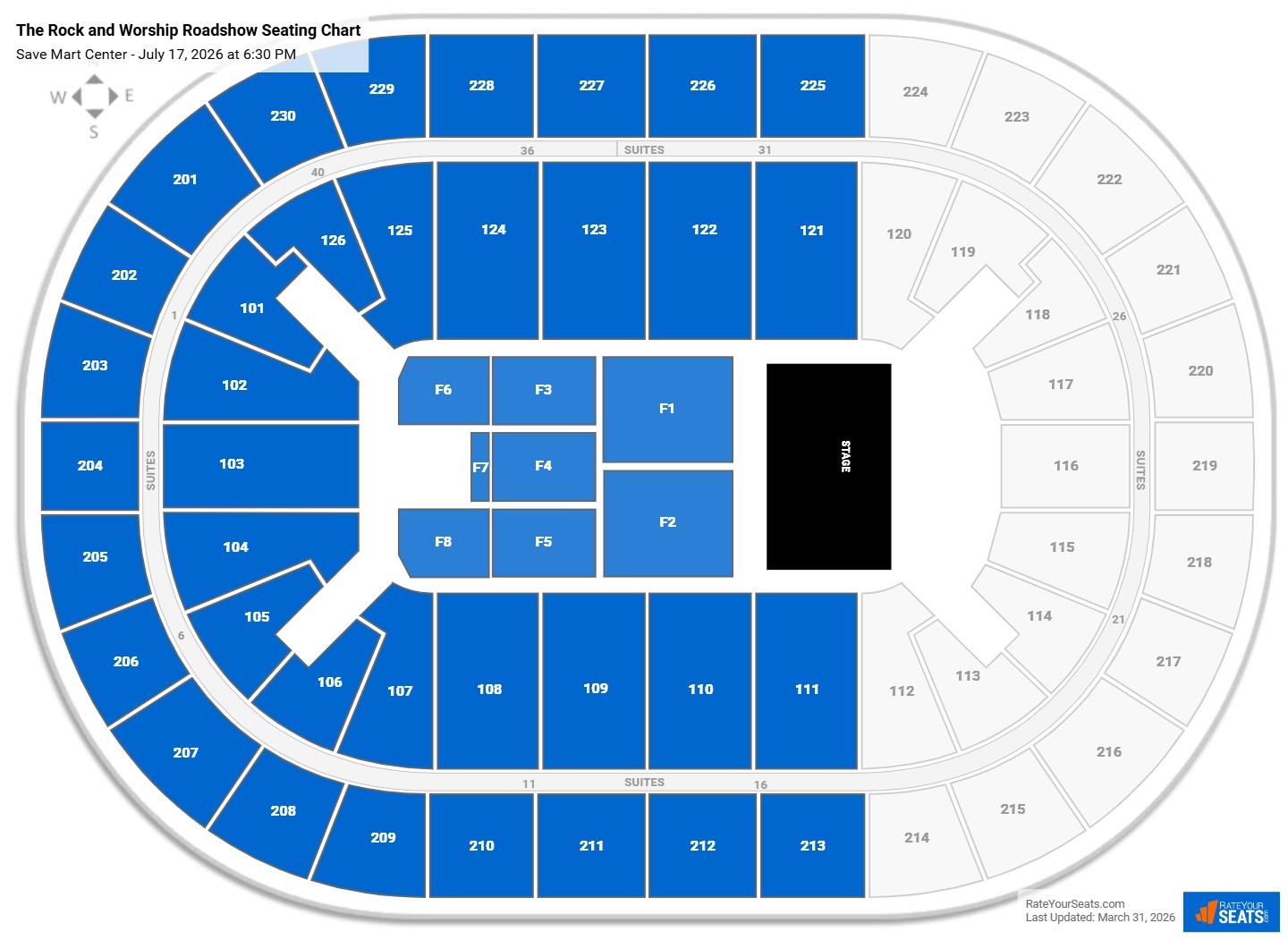 The Rock and Worship Roadshow seating chart Save Mart Center