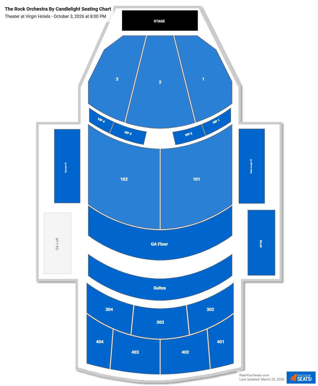 The Rock Orchestra By Candlelight seating chart Theater at Virgin Hotels