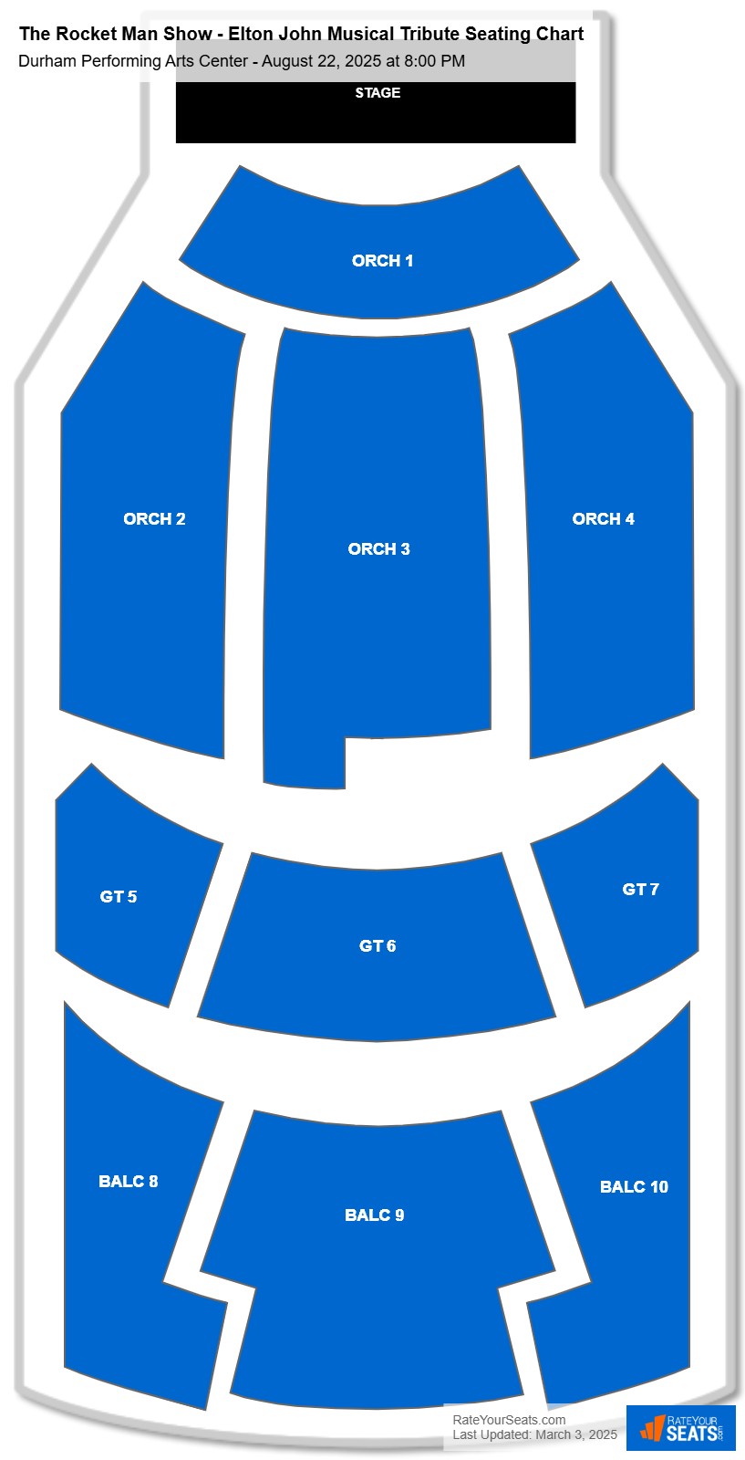 The Rocket Man Show - Elton John Musical Tribute seating chart Durham Performing Arts Center