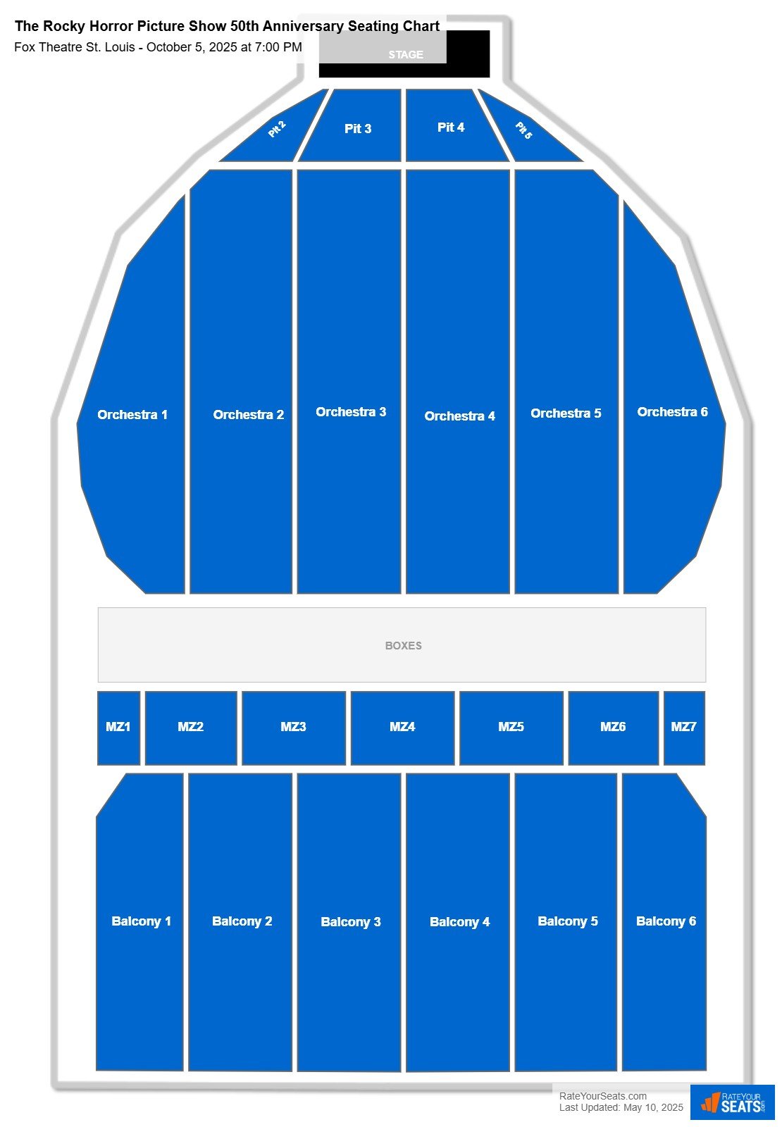 The Rocky Horror Picture Show 50th Anniversary seating chart Fox Theatre St. Louis