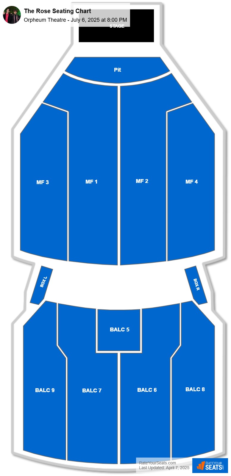 The Rose seating chart Orpheum Theatre (Minneapolis)