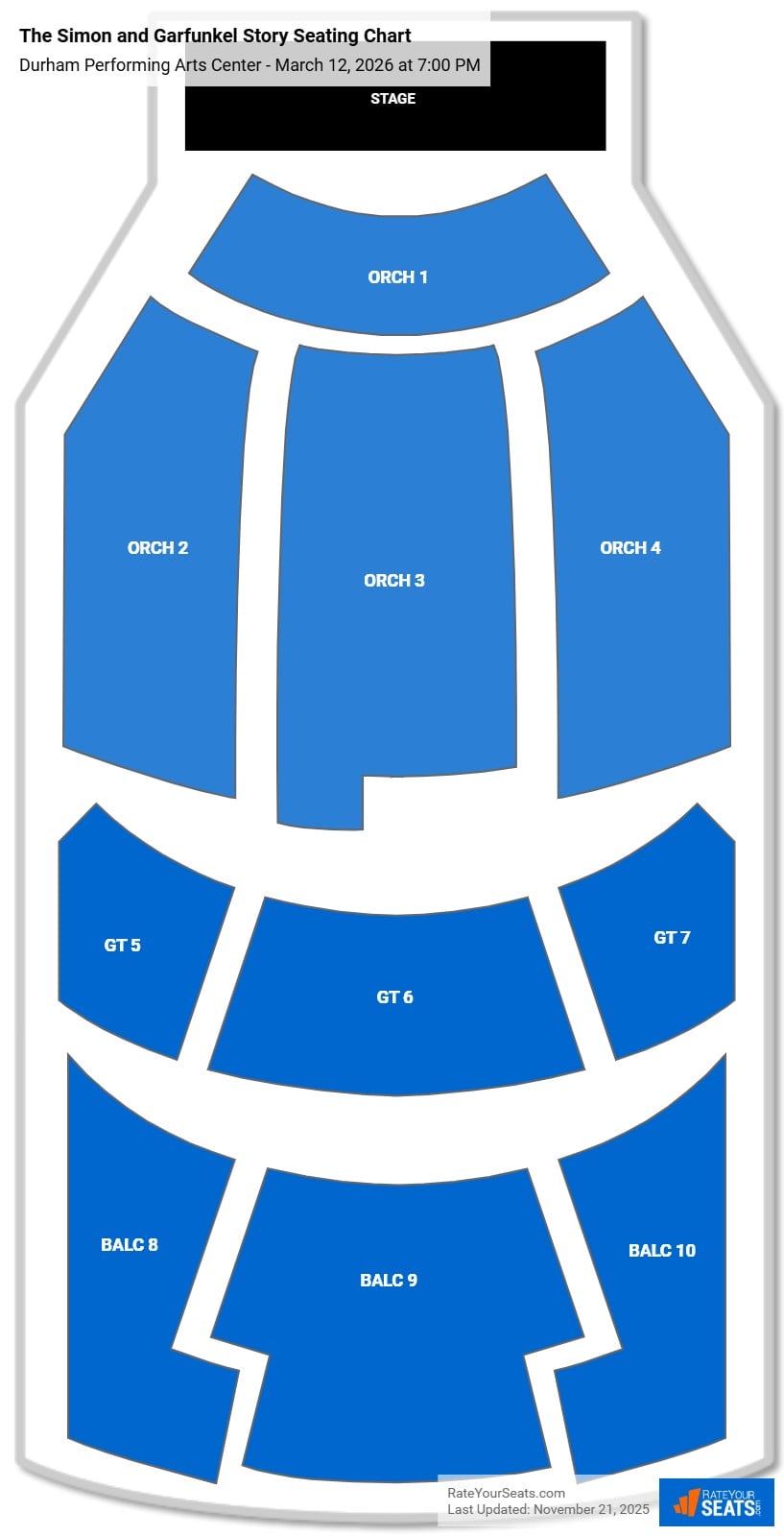 The Simon and Garfunkel Story seating chart Durham Performing Arts Center