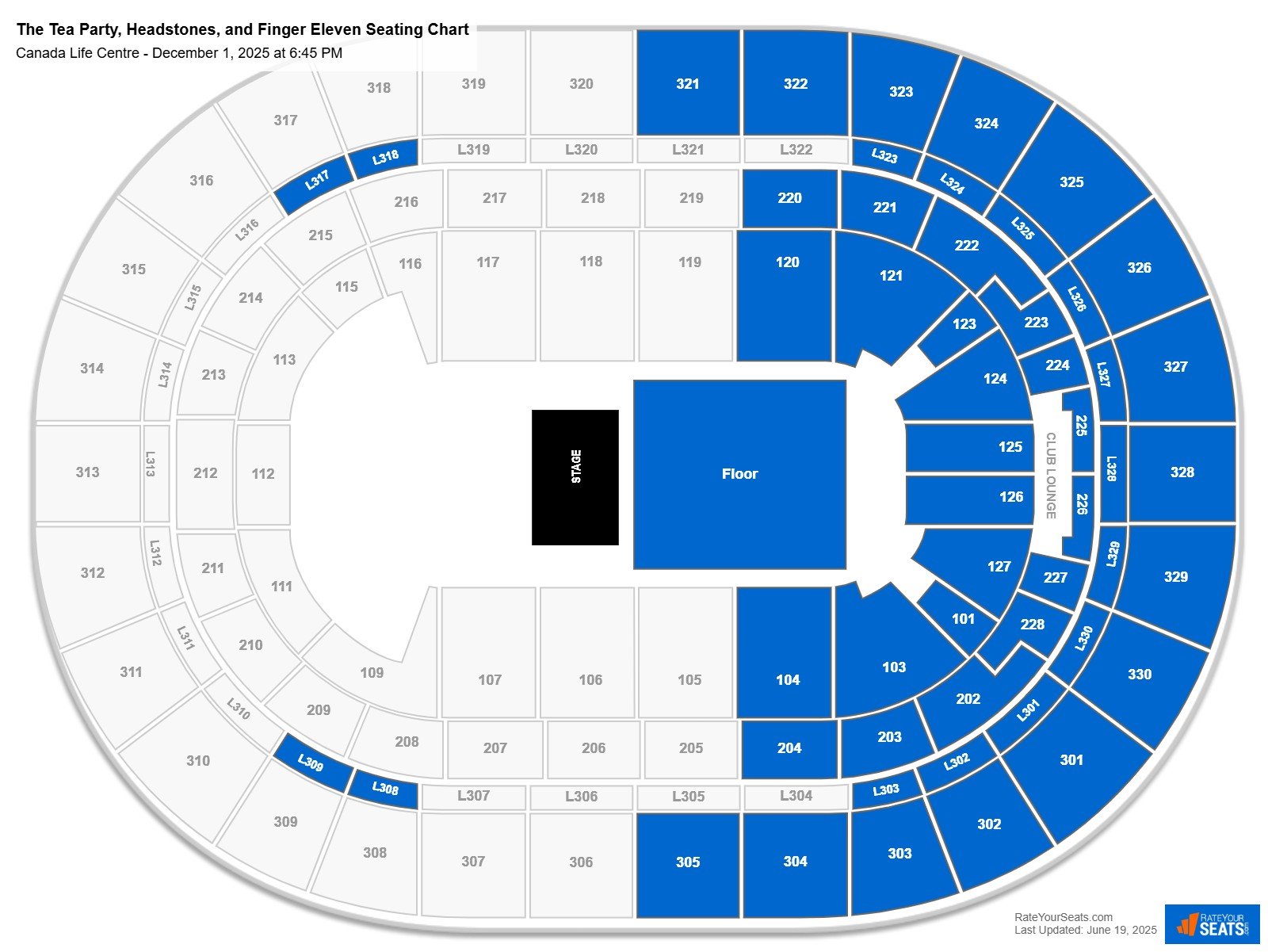 The Tea Party, Headstones, and Finger Eleven seating chart Canada Life Centre