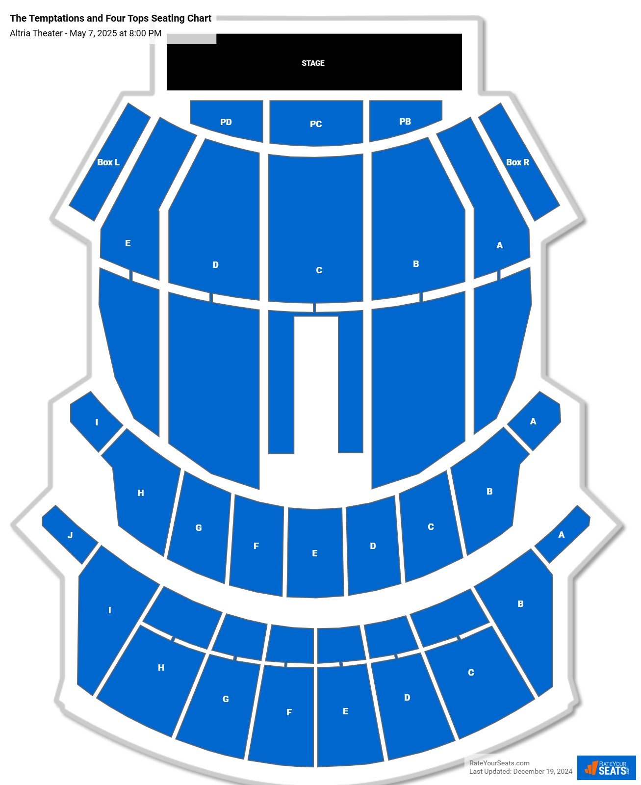 The Temptations and Four Tops seating chart Altria Theater