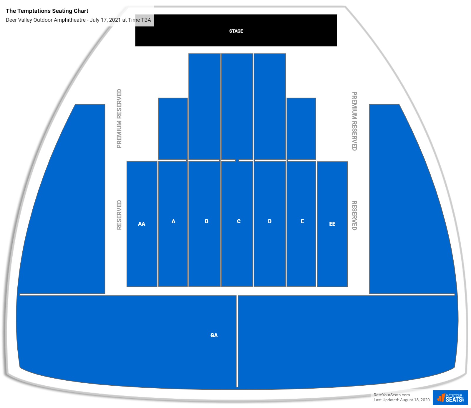The Temptations seating chart Deer Valley Outdoor Amphitheatre