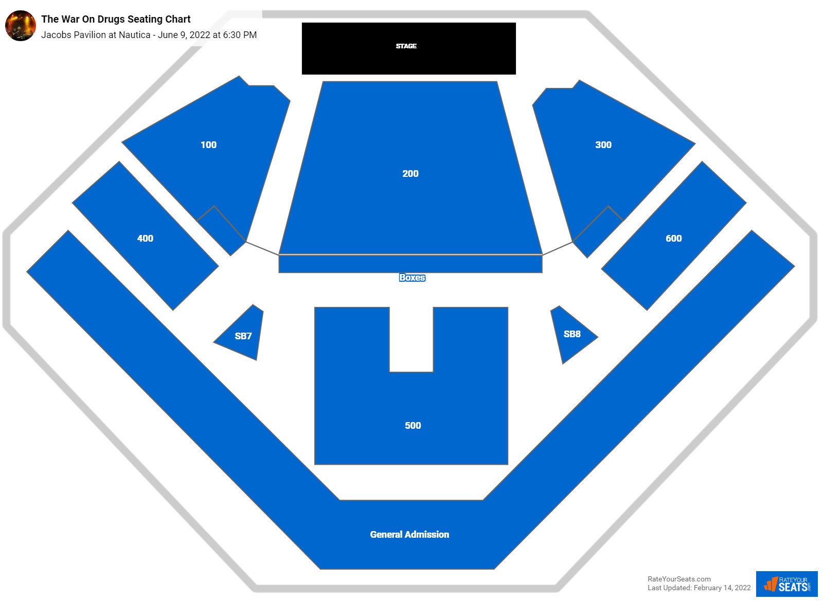 The War On Drugs seating chart Jacobs Pavilion at Nautica