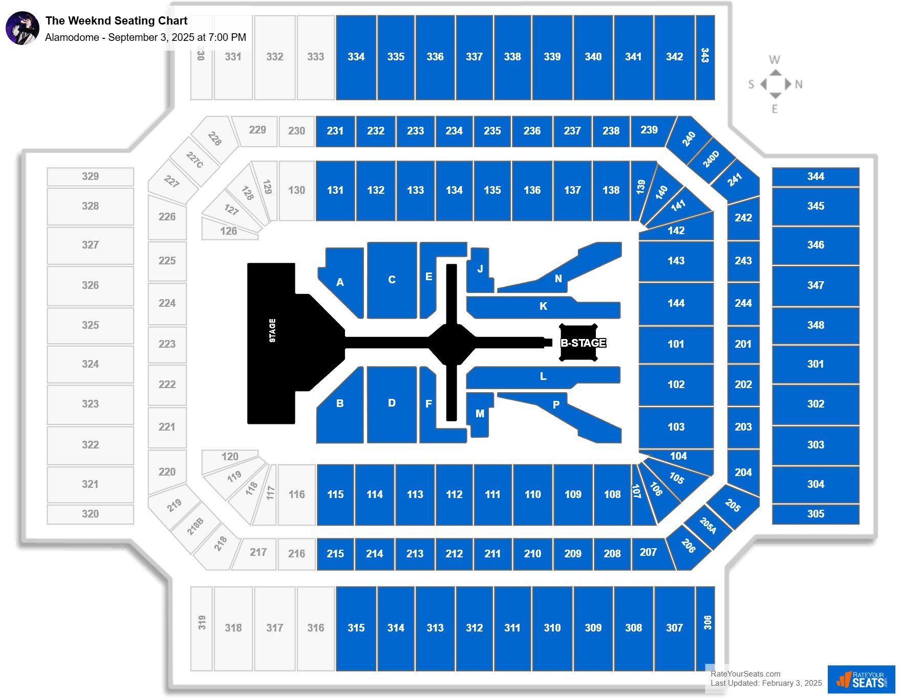 The Weeknd seating chart Alamodome