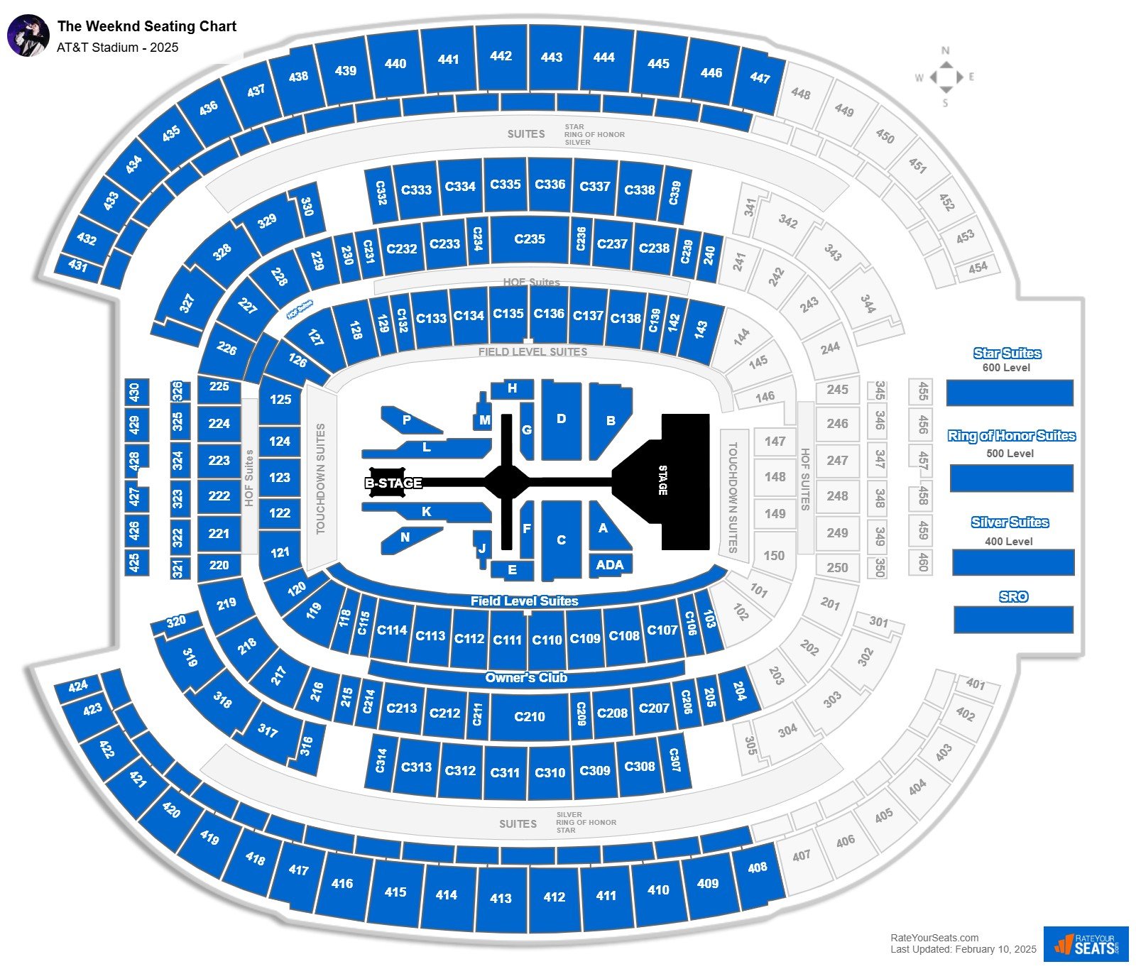The Weeknd seating chart AT&T Stadium (Cowboys Stadium)