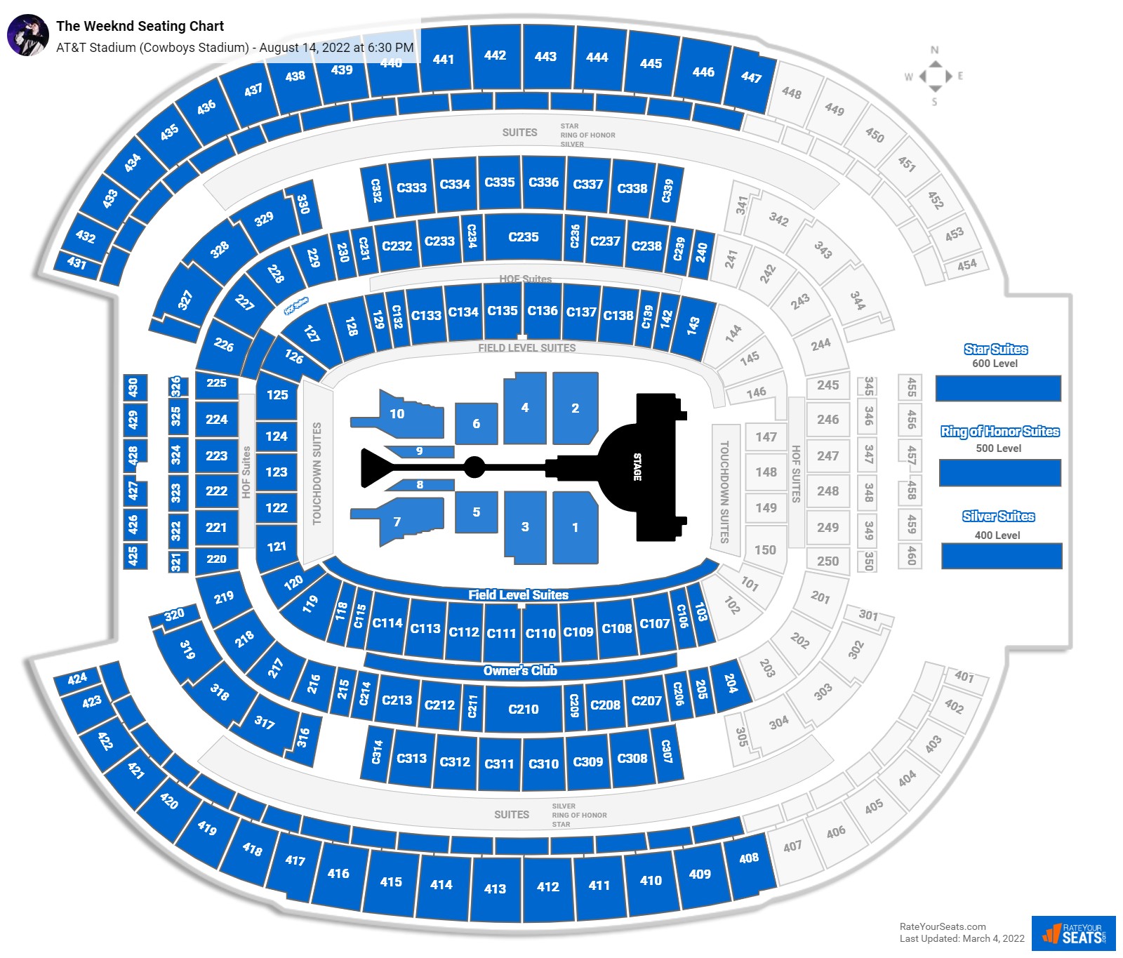 The Weeknd seating chart AT&T Stadium (Cowboys Stadium)