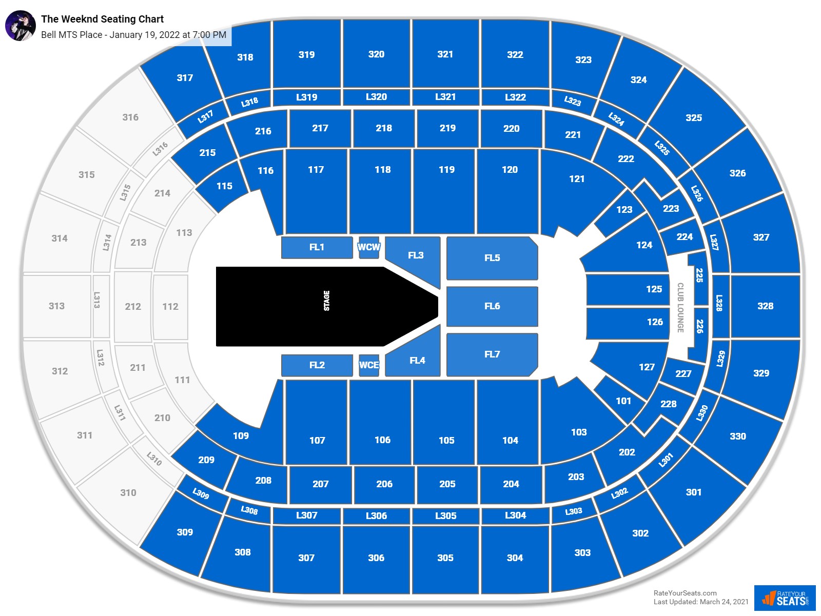 The Weeknd seating chart Bell MTS Place