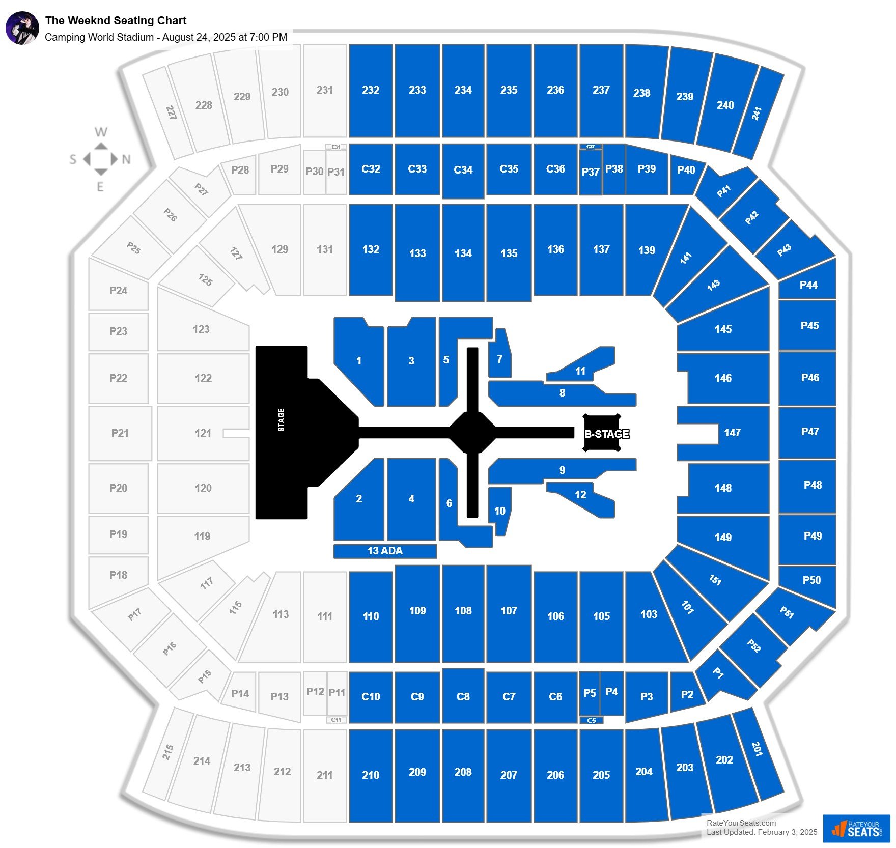 The Weeknd seating chart Camping World Stadium