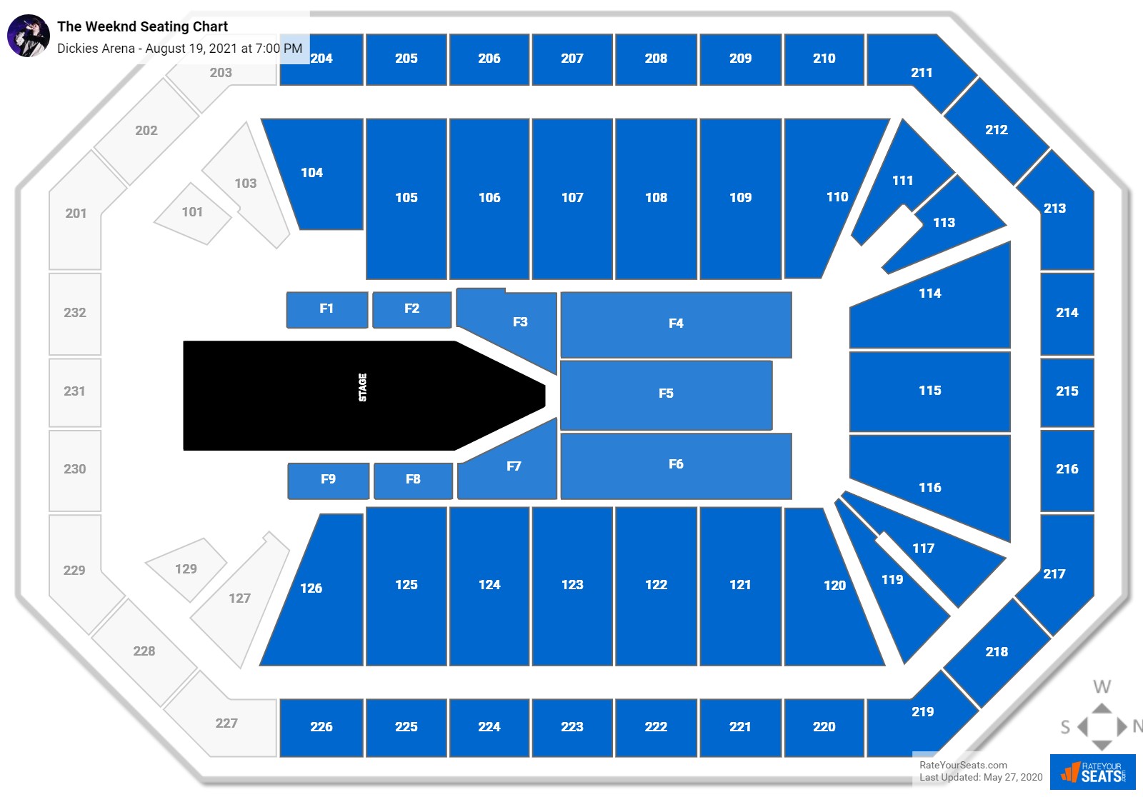 The Weeknd seating chart Dickies Arena